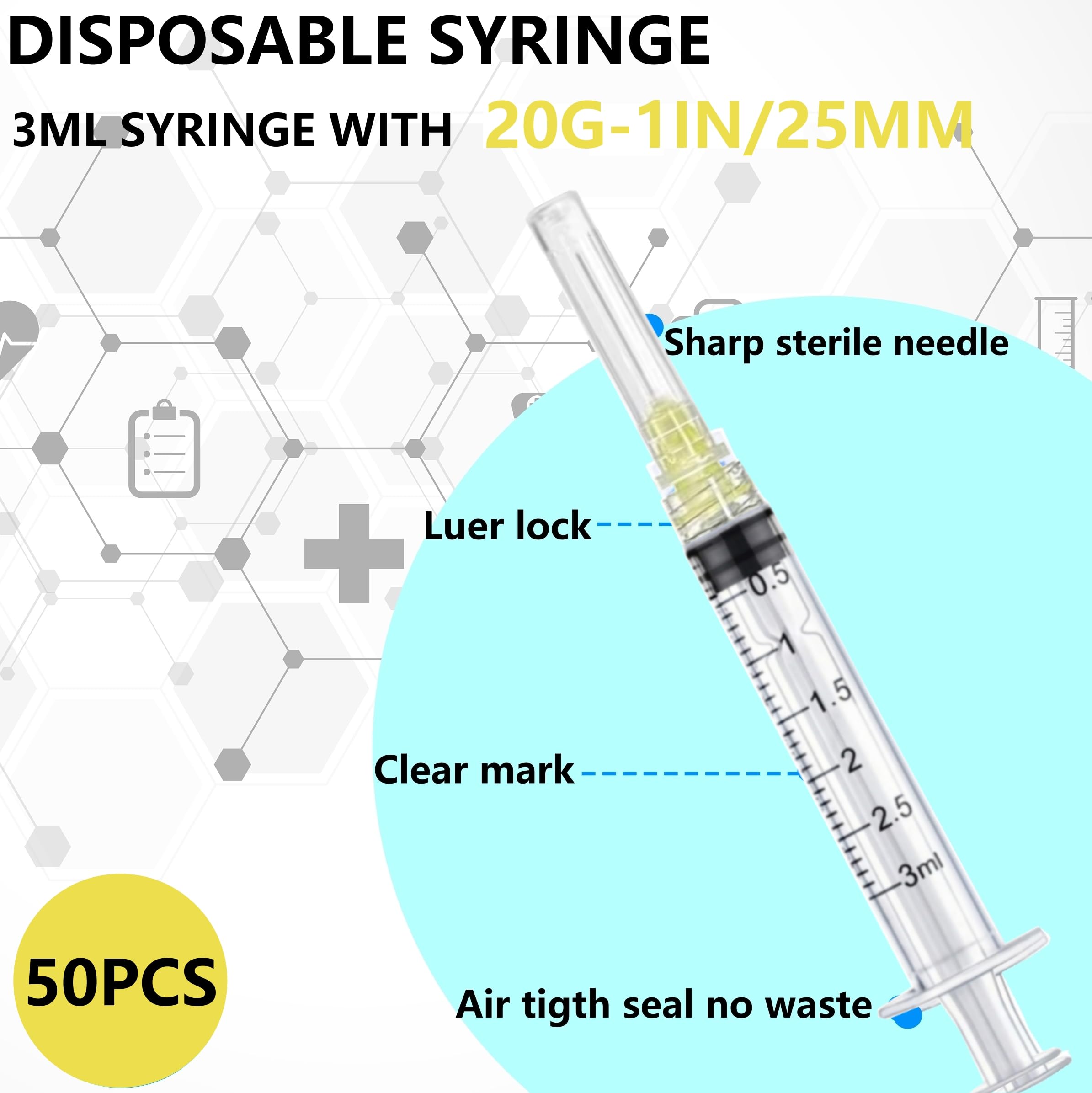 50 Pcs/Box - 20Ga 3ml Lab Dispensing Utensils, Individually Wrapped — Amazon image 3