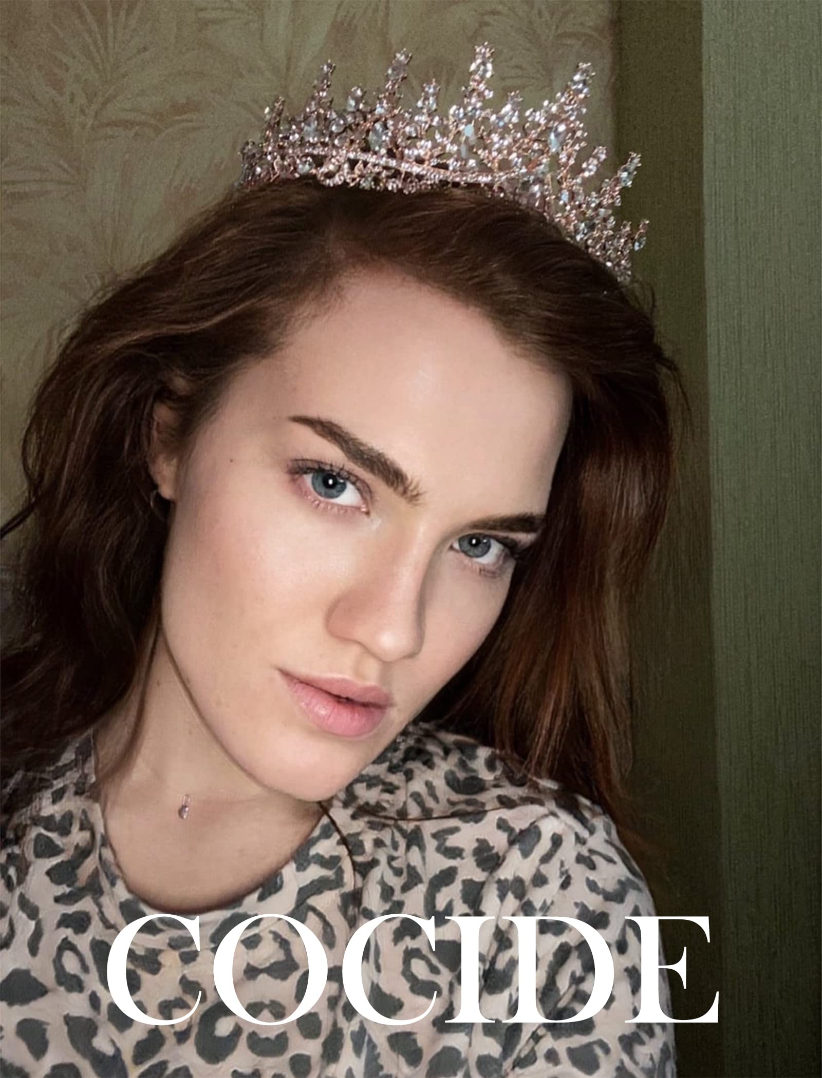 COCIDE Rose Gold Tiara and Crown for Women Crystal Queen Crowns Rhinestone Princess Tiaras for Girl Bride Wedding Hair Accessories for Bridal Birthday Party Prom Halloween Cos-play Costume Christmas,