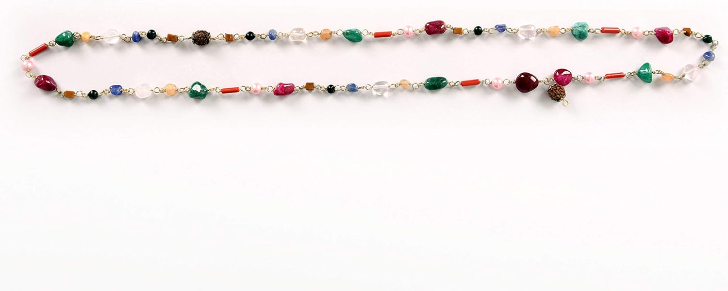 Miniatura 3 de HAND E - Hermoso collar indio hecho a mano con 9 piedras semipreciosas, natural, elimina los pensamientos de energía negativa y trae buena suerte,