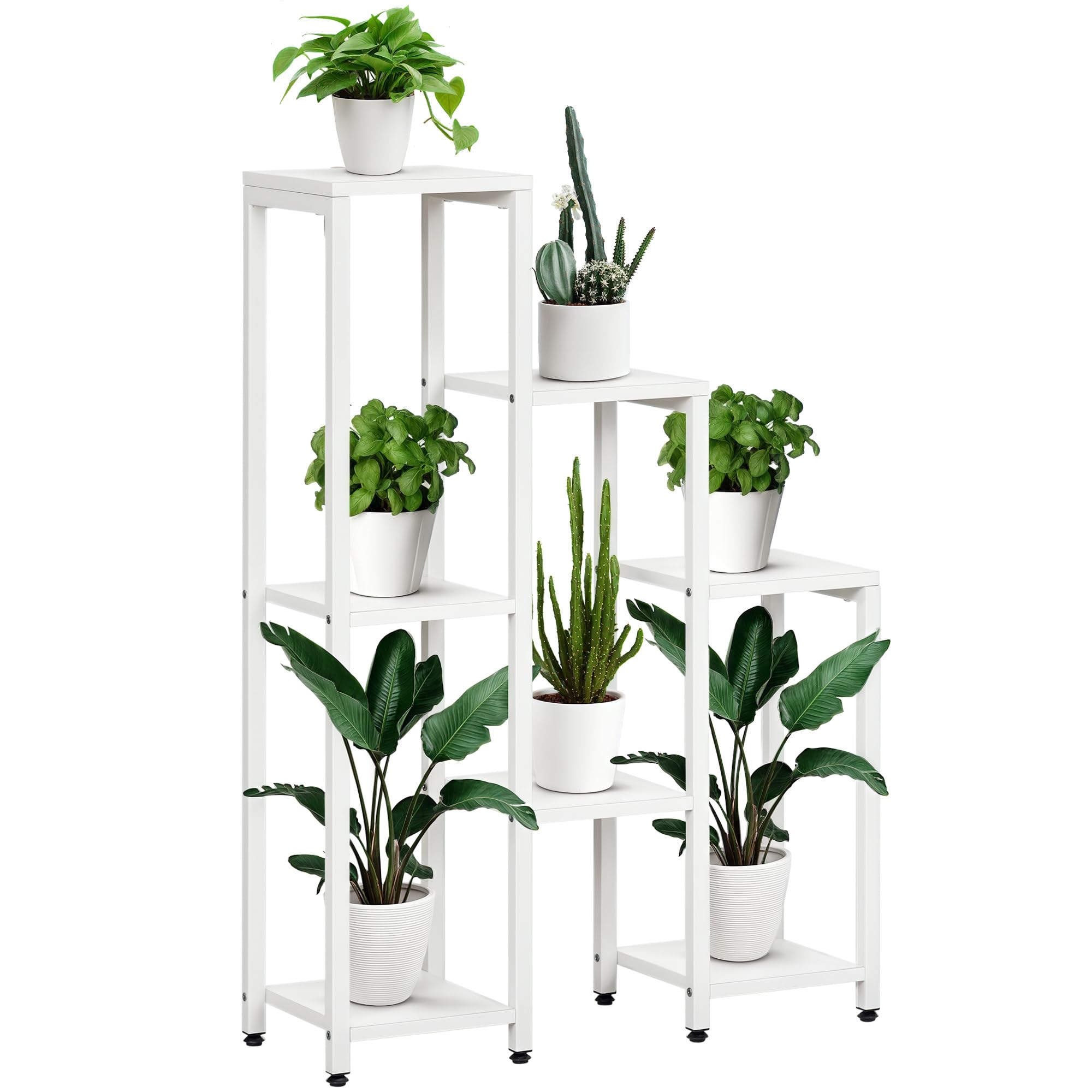 Outsunny Soporte para plantas con 7 estantes, estantería para plantas, flores, estantería de jardín, para salón, esquina, balcón, carga hasta 2 kg (cada nivel), color blanco, 65 x 23 x 94,5 cm