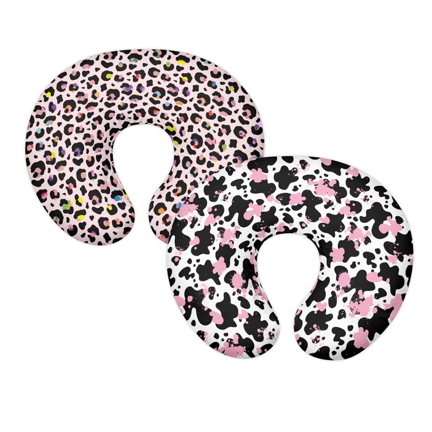 GOSTONG Pink Cow Pattern Nursing Pillow Cover Breastfeeding Nursing Pillow Slipcover Super Soft and Lightweight for Breastfeeding Moms, 2 Packs Set
