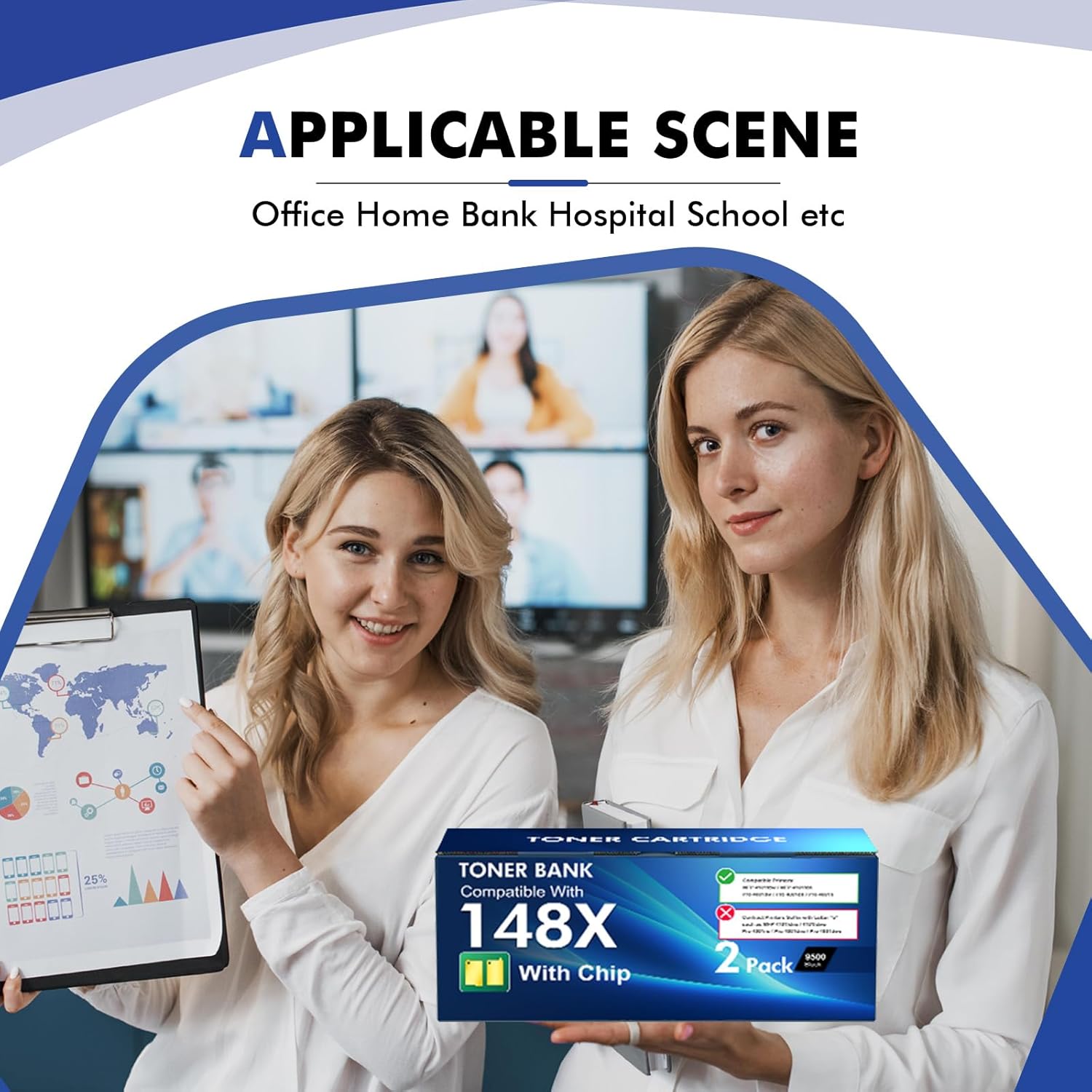 148X Black High Yield Toner Cartridge 148A Compatible Replacement for HP 148X Toner Cartridge for HP LaserJet Pro 4001n 4001dw 4001dn MFP 4101fdw 4101fdn Printer W1480X W1480A Ink with Chip 2Pack