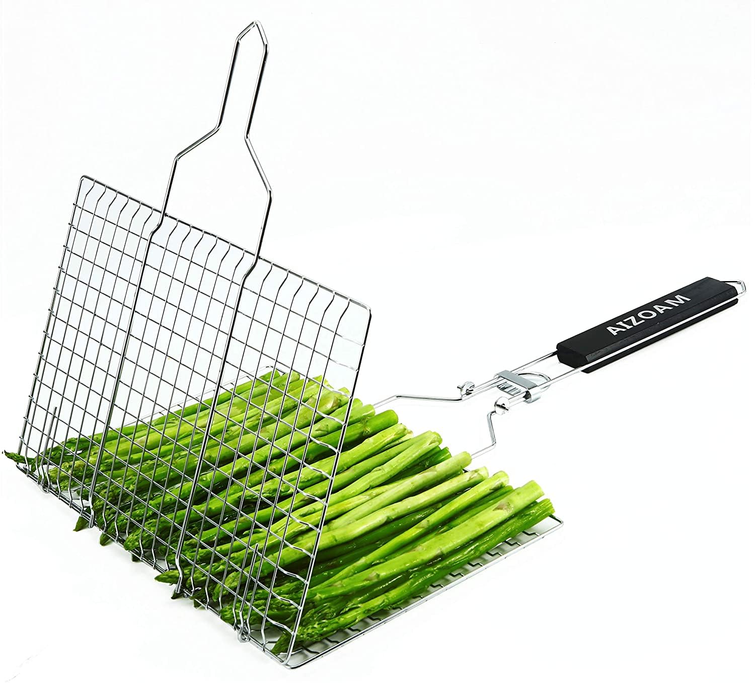 Cesta de parrilla de acero inoxidable para barbacoa, cesta grande plegable para parrilla con mango extraíble. Cesta de parrilla para pescado, verduras, grandes accesorios útiles para barbacoa,