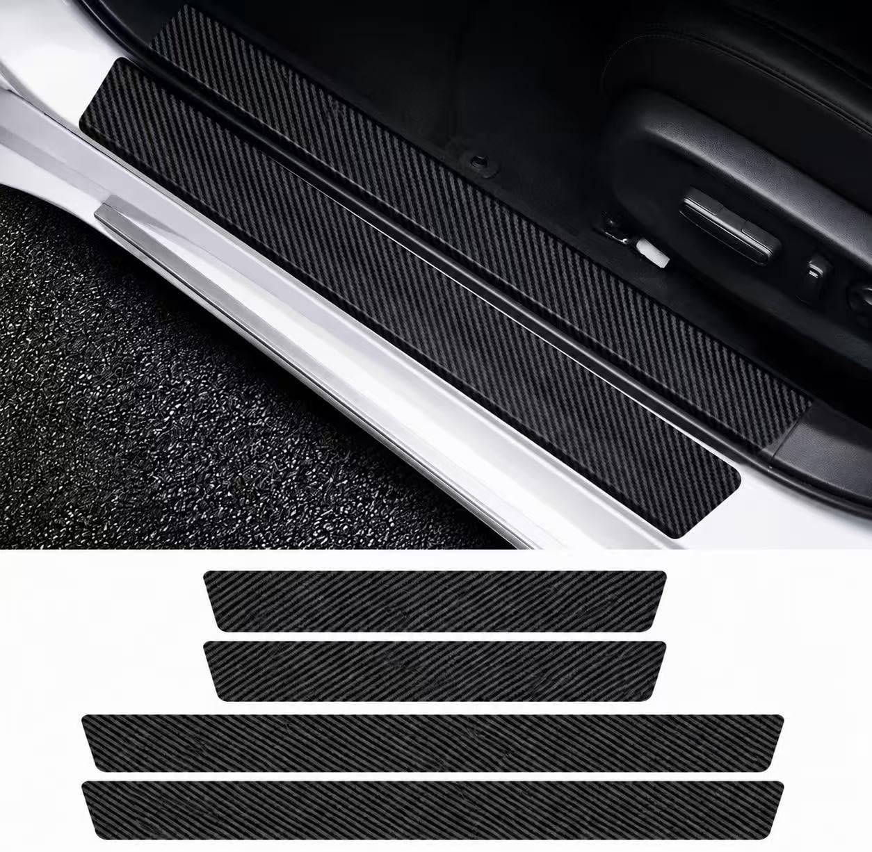 QIZUN 4 Pcs Car Door Sill Protectors for VW Taigo 2021-2025