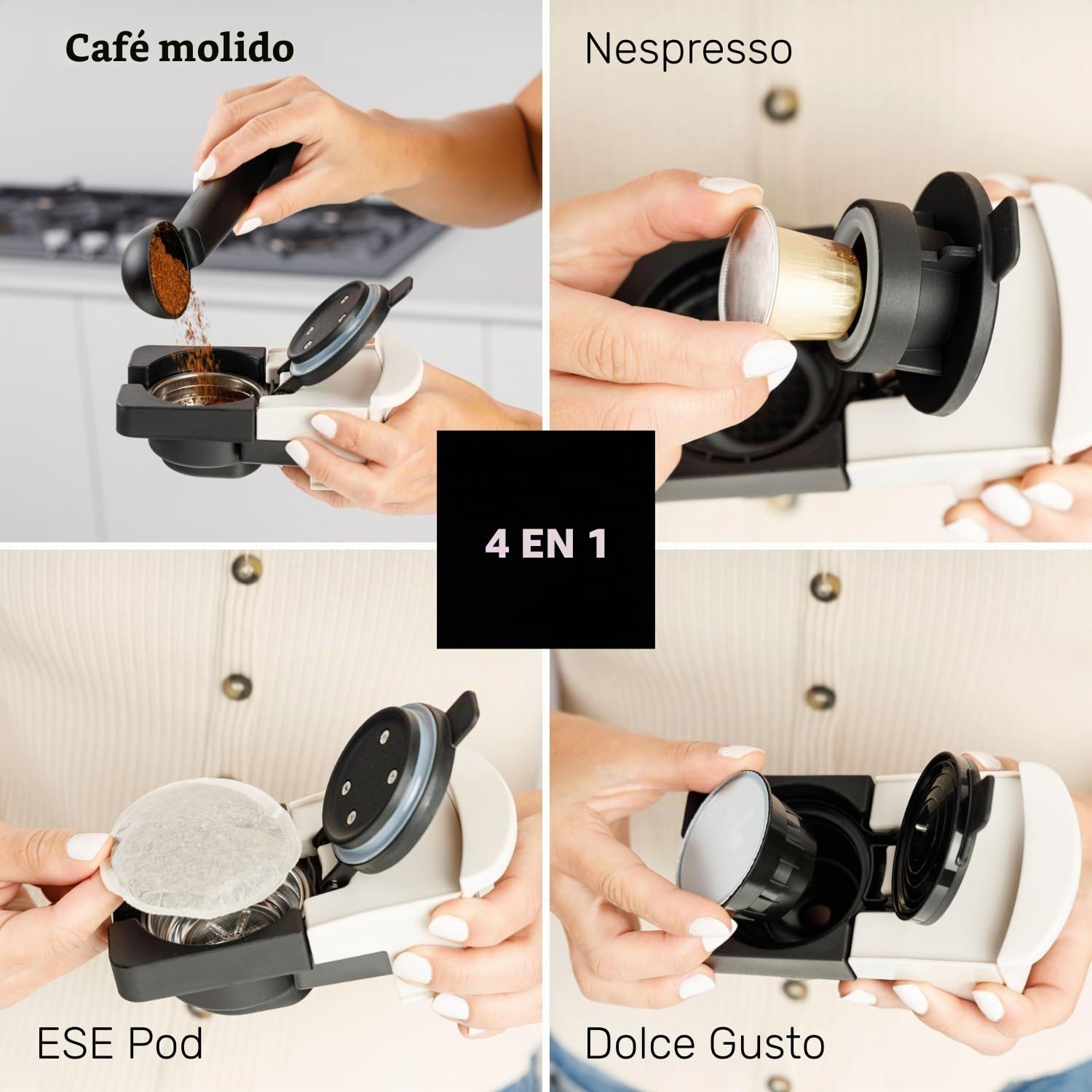 Taurus – Cafetera Espresso Moka Bari | Café molido y cápsulas Nespresso, Dolce Gusto y ESE Pod | 20 bares | 3 niveles de temperatura | Depósito 700 ml | Parada automática | Pantalla digital