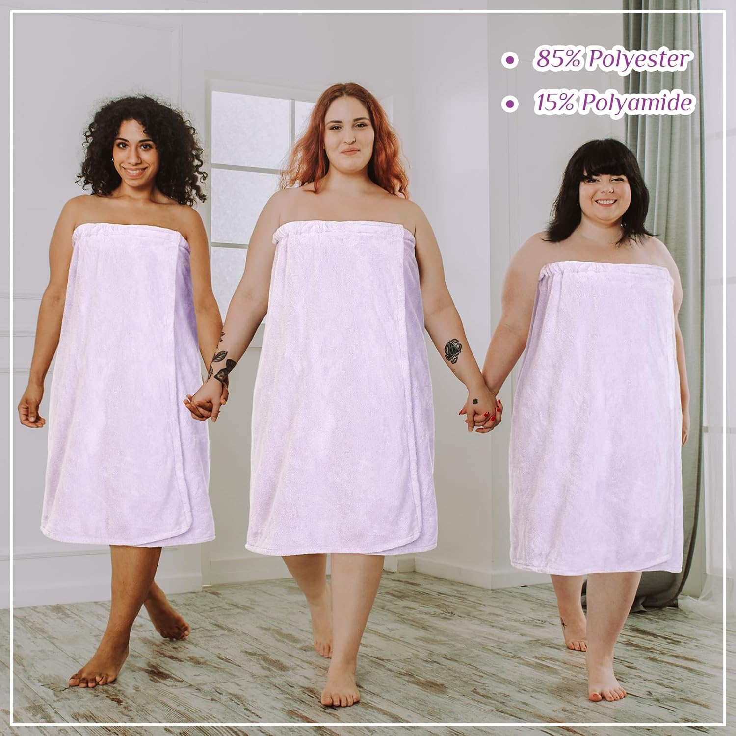 Tigeen 2 Pcs Women's Wrap Towel Spa Soft Robe Adjustable Closure Elastic Top Closure Bathrobe Lightweight Wraps for Shower