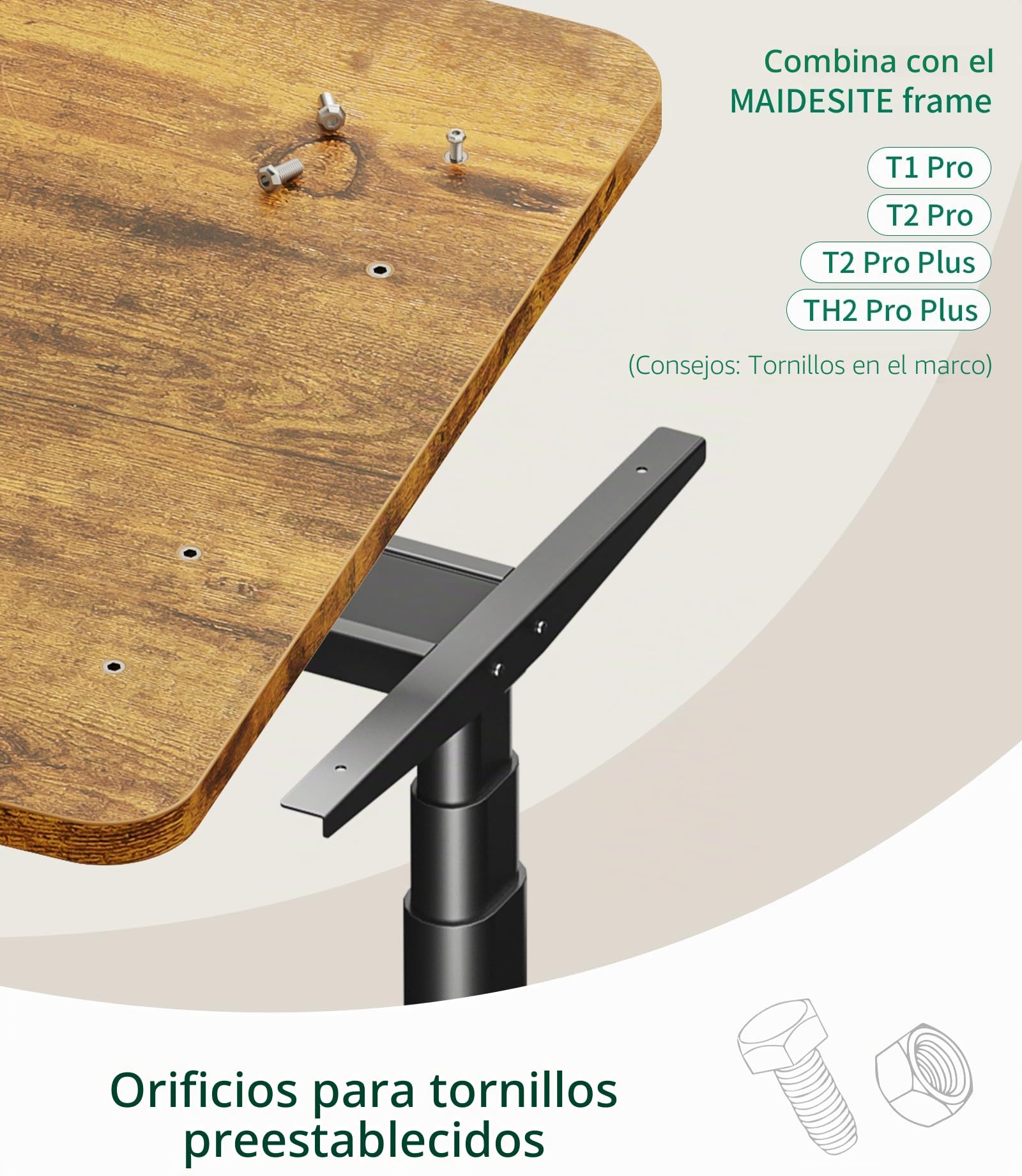 MAIDeSITe Escritorio para Escritorio eléctrico Tablero, 160 x 80 x 2,5 cm | Diseño Práctico para Bricolaje, Compatible con Los Marcos Elevables MAIDeSITe, Ideal para Personalizar tu Espacio de Trabajo