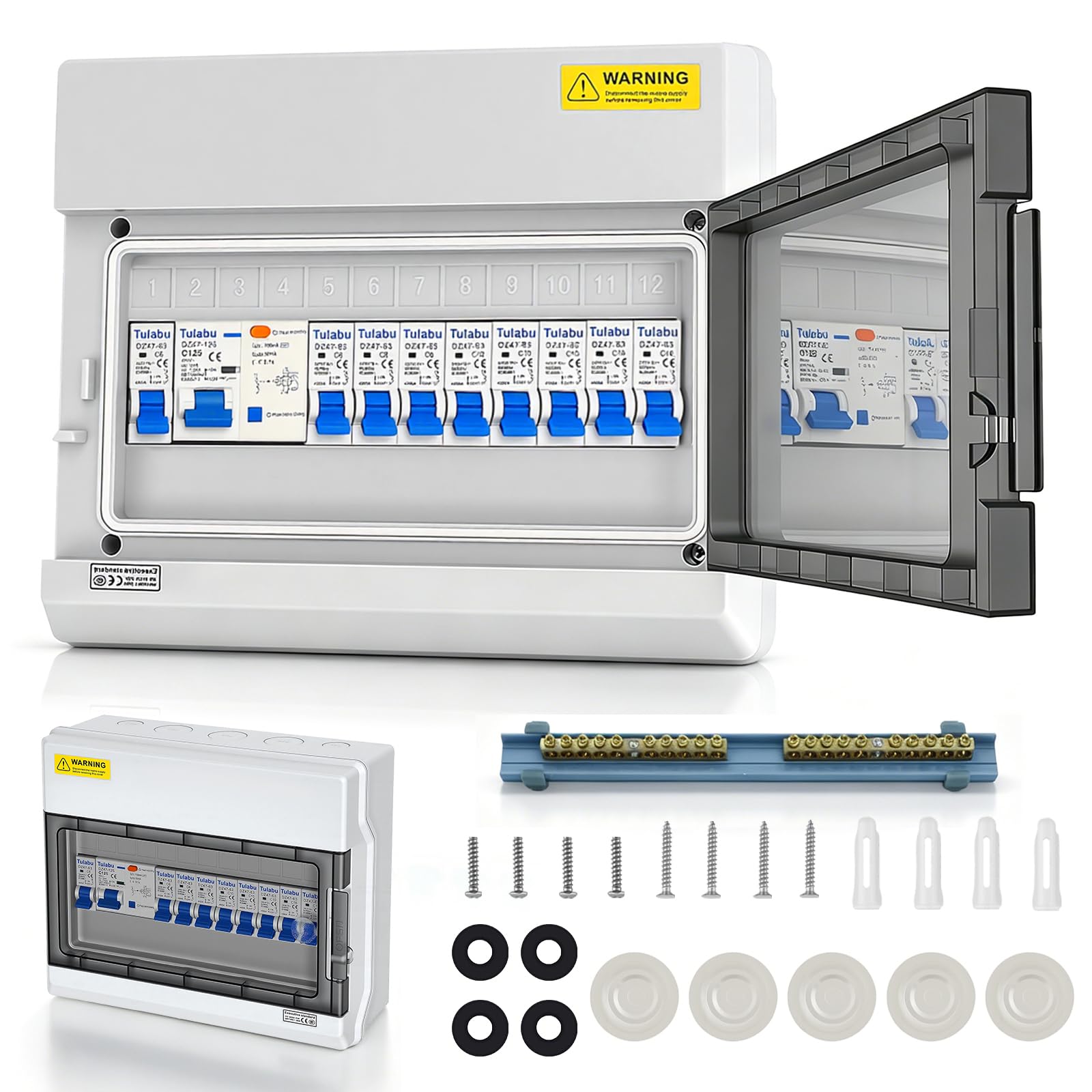 Quadro di distribuzione elettrica a parete, quadro di distribuzione con interruttore di sicurezza FI, quadro di distribuzione IP65 per casa/ufficio/centro commerciale, interruttore di corrente 125 A