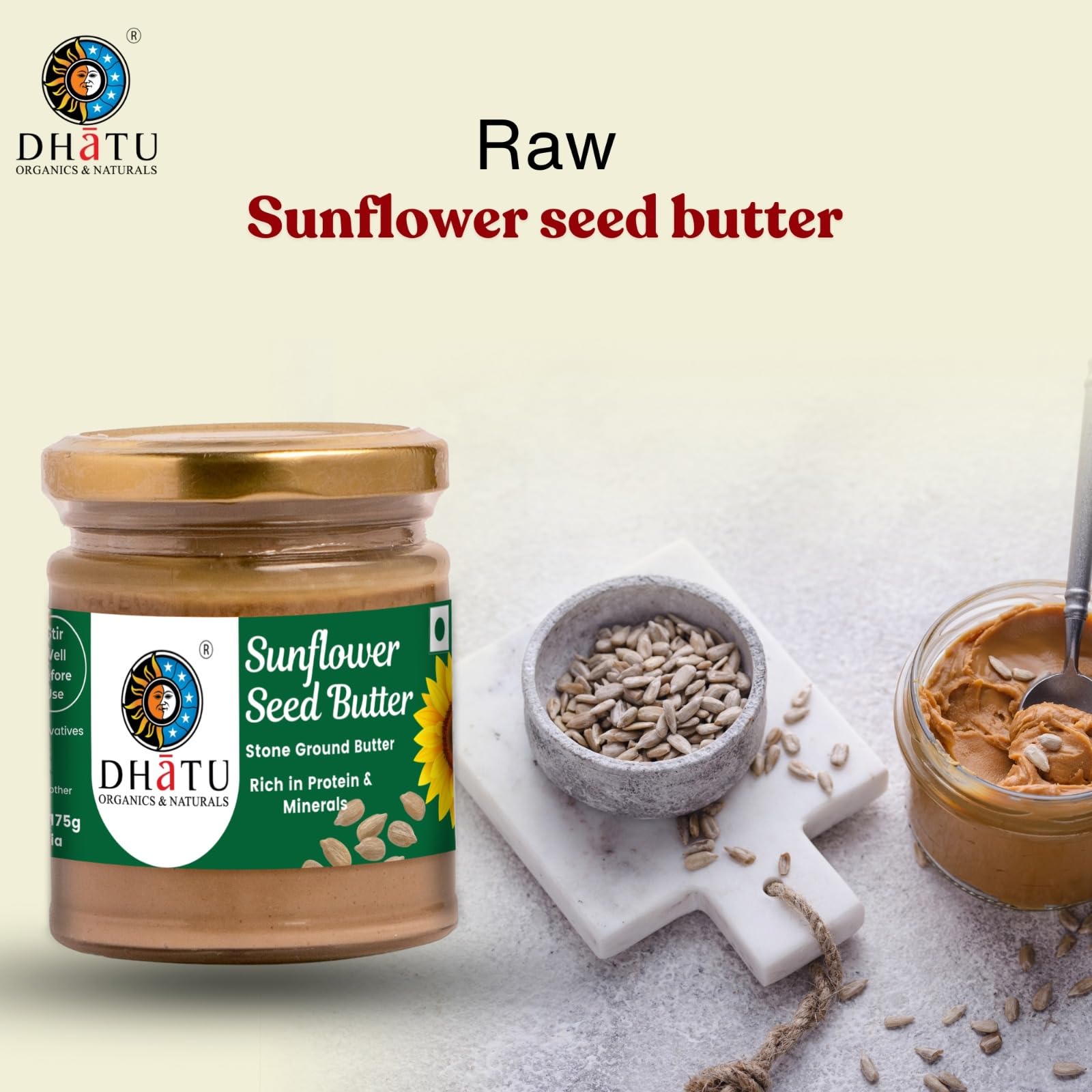 Dhatu Organics Nut & Seed Butters – SunFlower Seed Butter, 175g - Image 3 thumbnail
