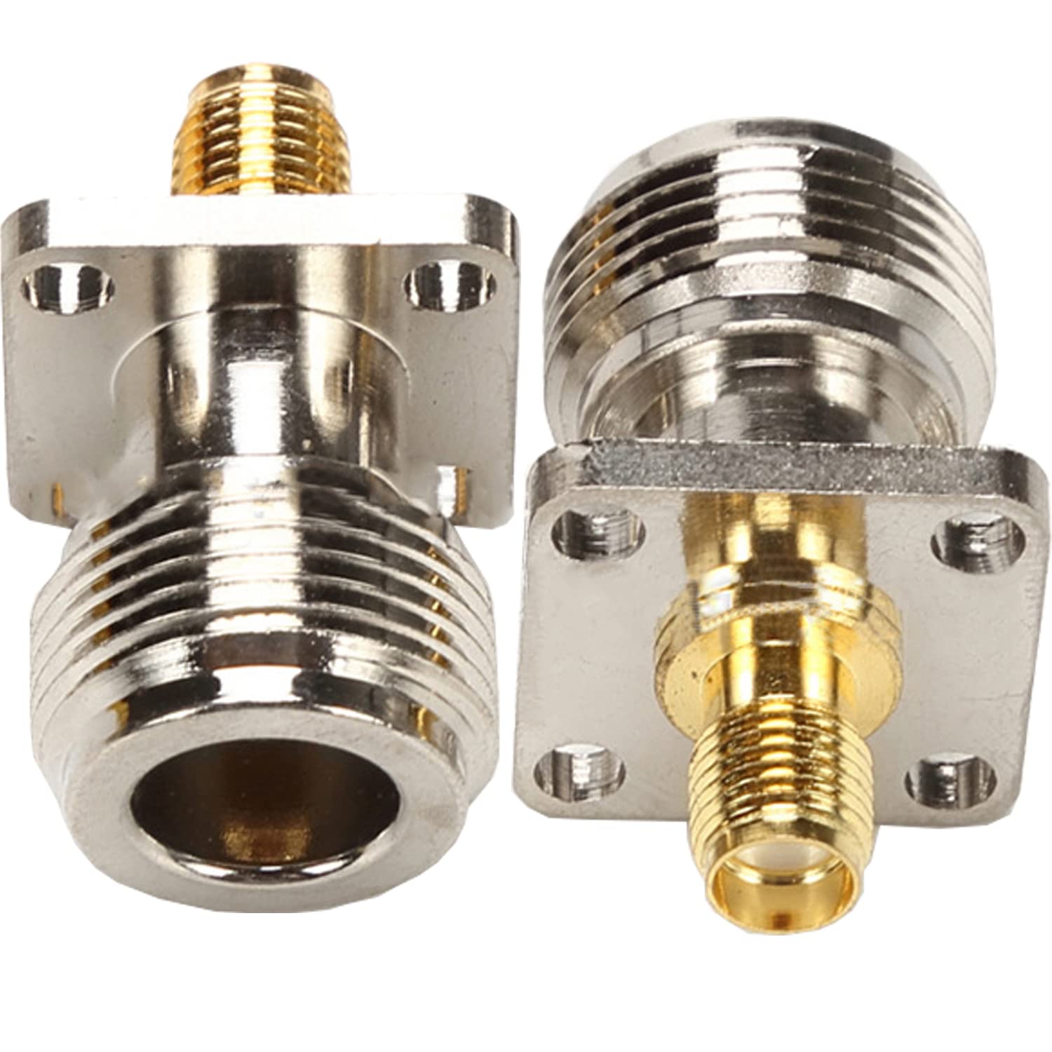 2 pezzi SMA femmina a N tipo femmina montaggio a pannello connettore 4 fori flangia N tipo a SMA coassiale adattatore PCB convertitore coassiale