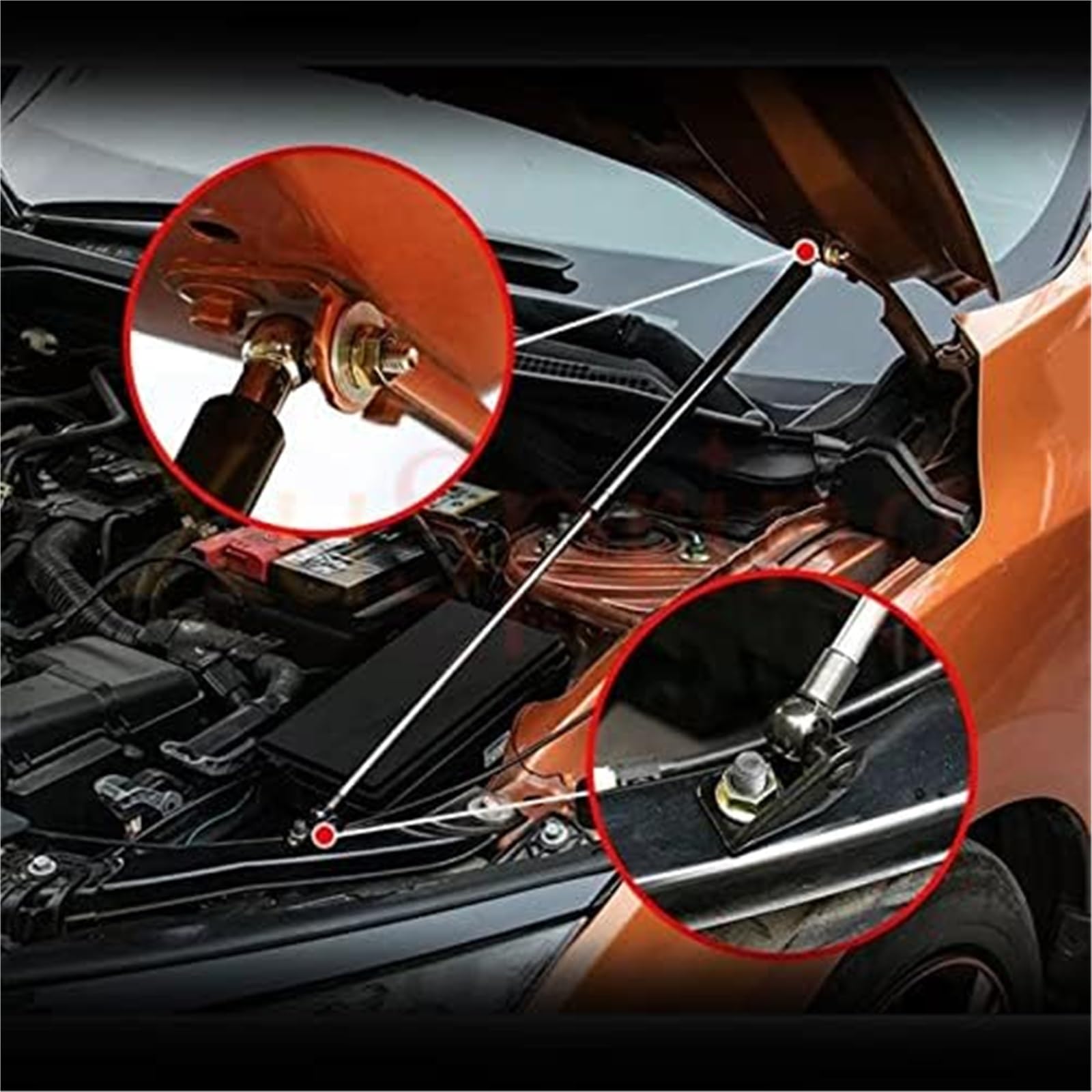 Amortyzator Auto Maska Dla Civic 2016 2017 2018 2019 2020 2021 wspornik maski samochodu drążek hydrauliczny podnośnik amortyzator sprężynowy zestaw podnośników(BLACK Piano Black)
