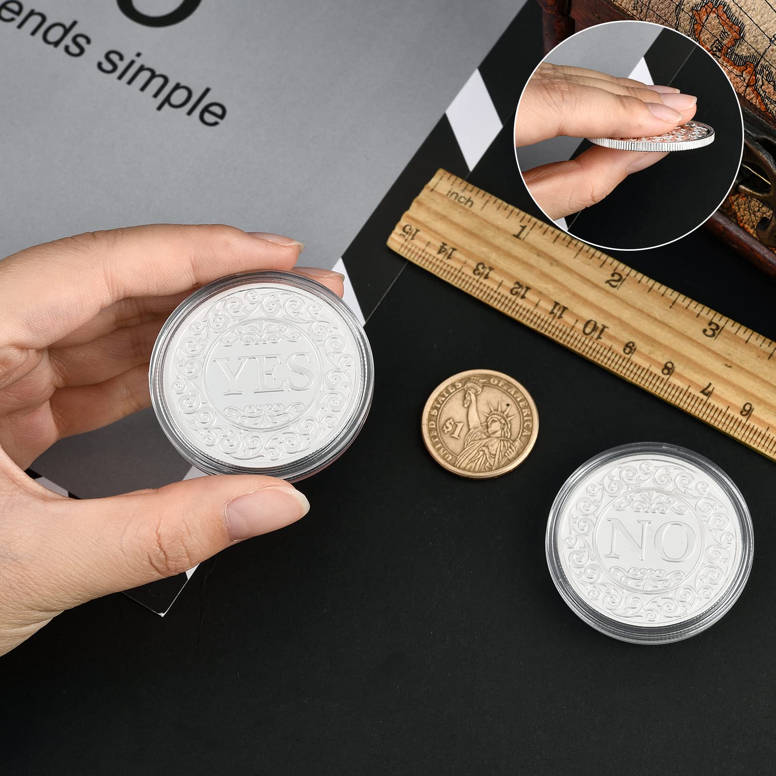 NLR FUN Niemals Verlieren Münzen – 4 Stück, Doppel-Ja/Doppel-Nein, 4 Cm, Vergoldet