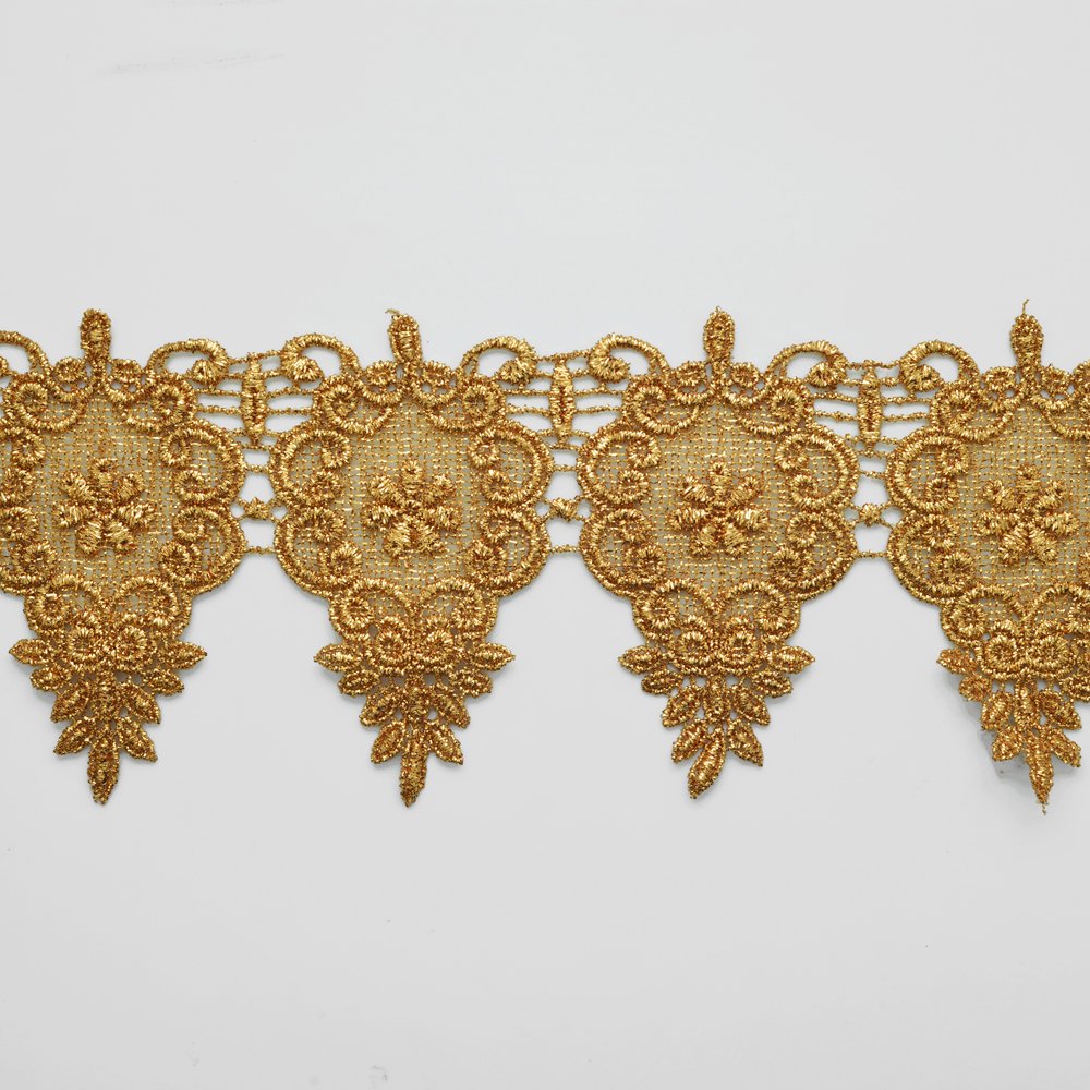 Joyce Trimming Lace TrimMetallic for Bridal, Costume or Jewelry, Crafts and Sewing, 3-1/4 inch by 1 Yard, LP-MX-1915 Gold LP-MX-1915-GD2Y