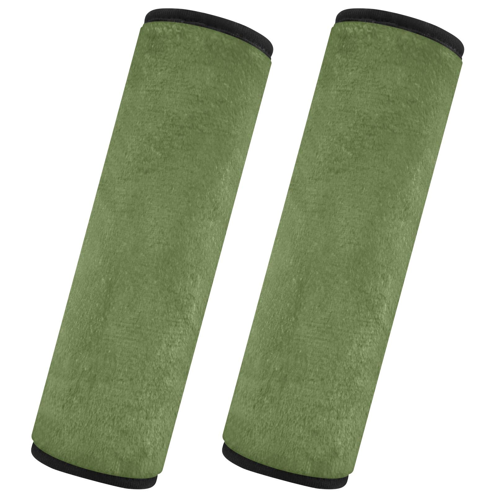 CHIFIGNO Dark Olive Green Seat Belt Cover Pad Pack of 2 Seat Belt Cushion Cover Cute Shoulder Pads Cushion for Car Bag, M