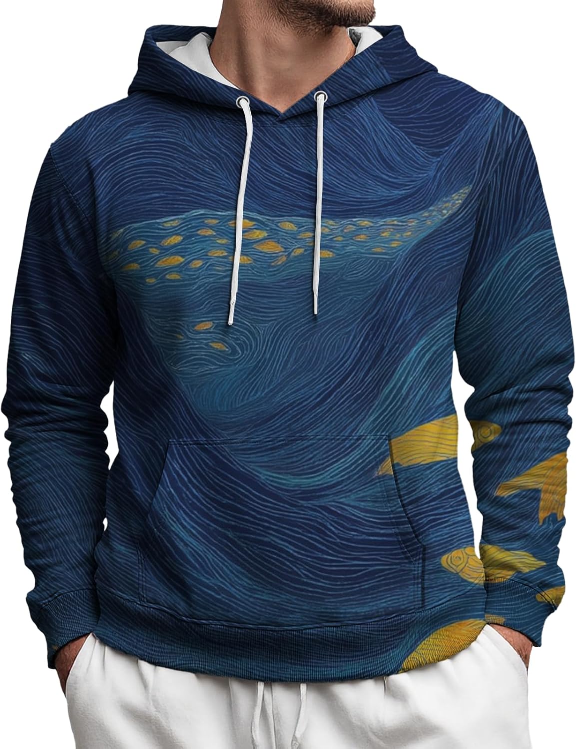 MARSVOVO Mens Sweatshirts Hoodies Comfortable Pullover Drawstring Vintage Sweatshirt Classic Fall Clothes with Pocket