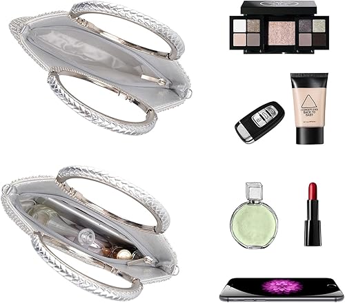 Miniatura 4 de Bolsos de mano para mujer, bolso de mano con diamantes de imitación de cristal, bolsos de mano de noche para fiesta y boda