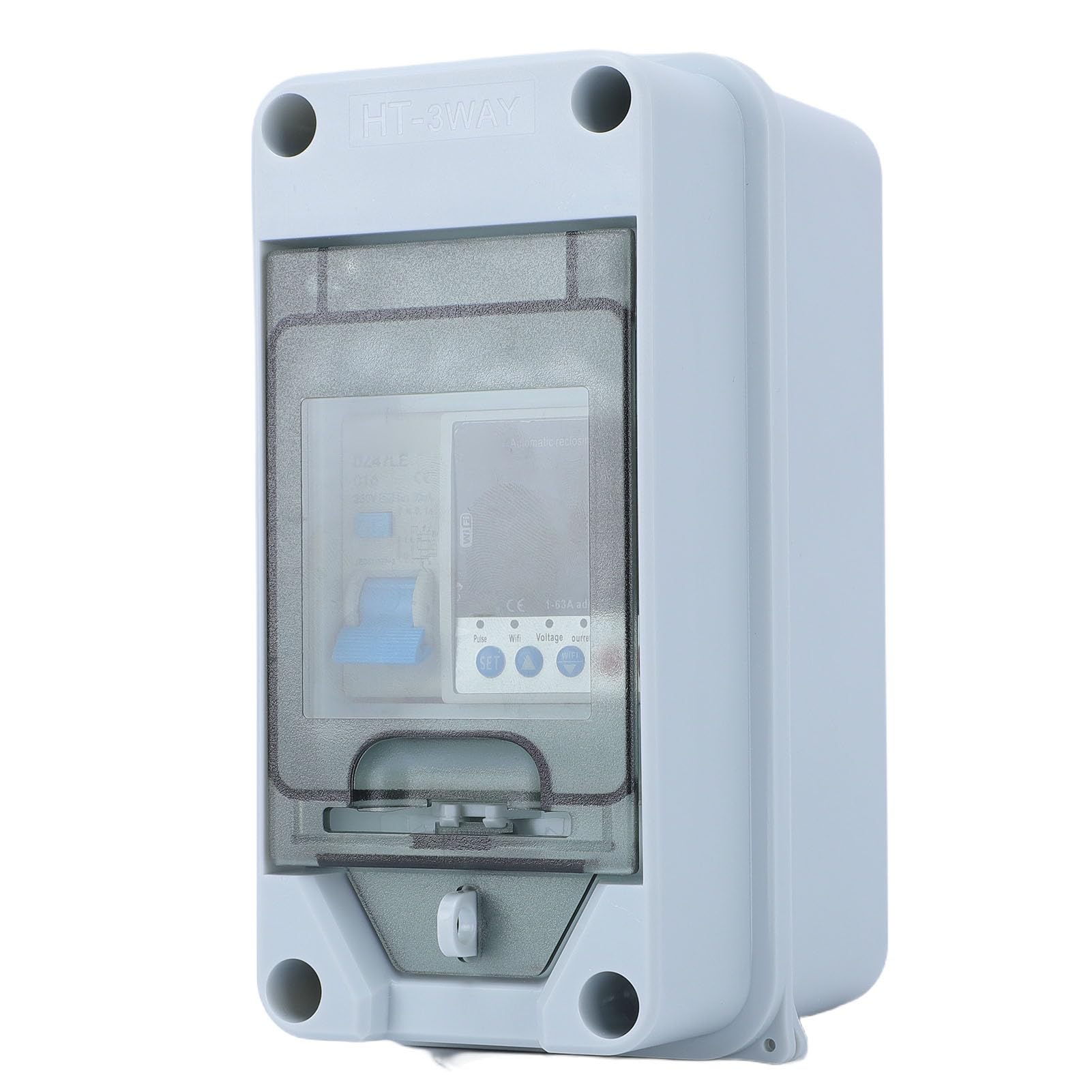 LiebeWH Interrupteur Extérieur étanche à l'eau, Boîtier de Compteur électrique PA66, Disjoncteur WiFi 63A avec Protection contre les Surtensions et les Sous-tensions, Mesure en Temps Réel pour la
