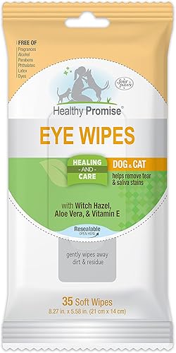 Four Paws Healthy Promise Grooming - Toallitas de limpieza de ojos para perros y gatos, 35 unidades