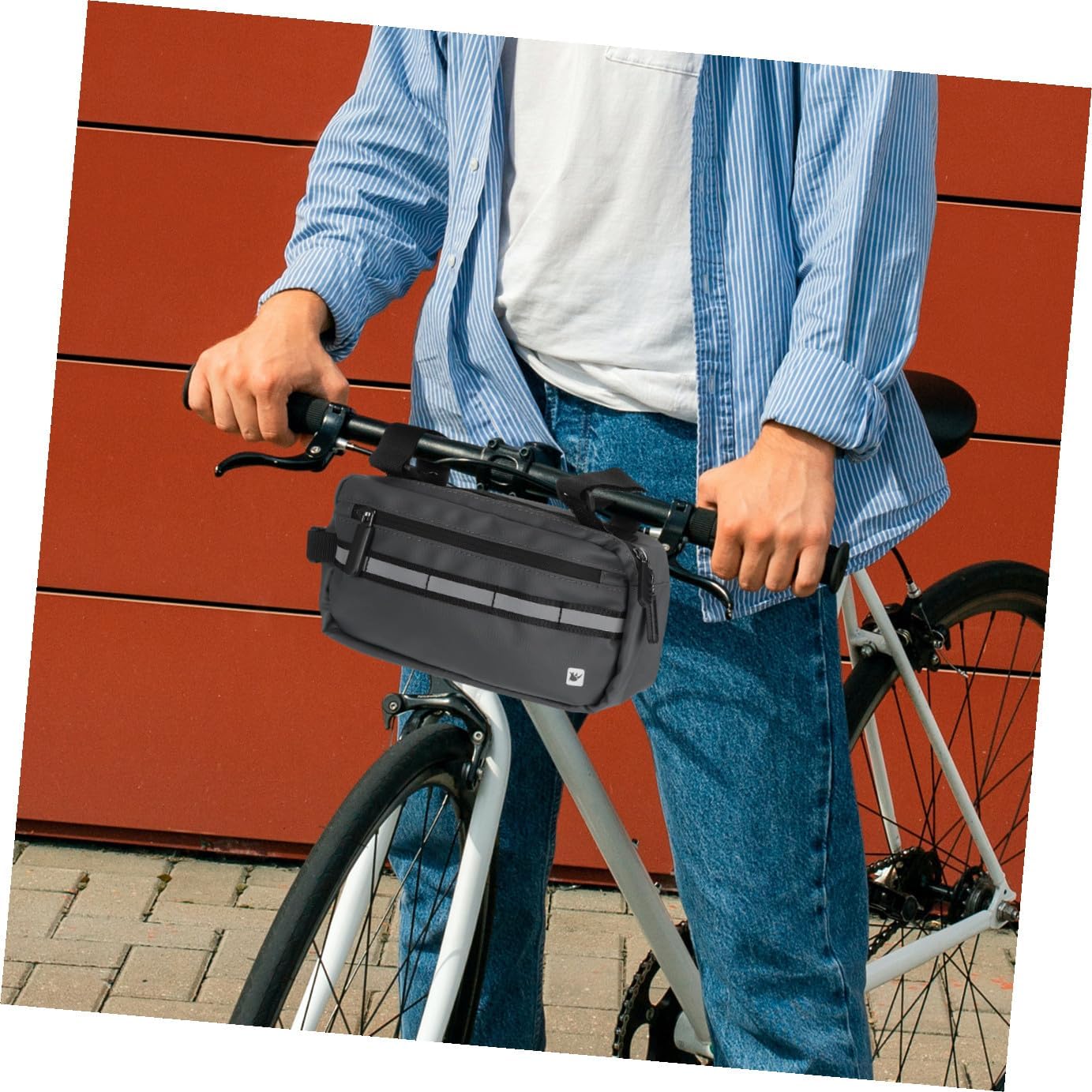 Luxshiny Bike Handlebar Bag Crossbody Cycling Storage Bag 3l Gray Multifunctional Front Frame Pouch for Road and Leisure Biking