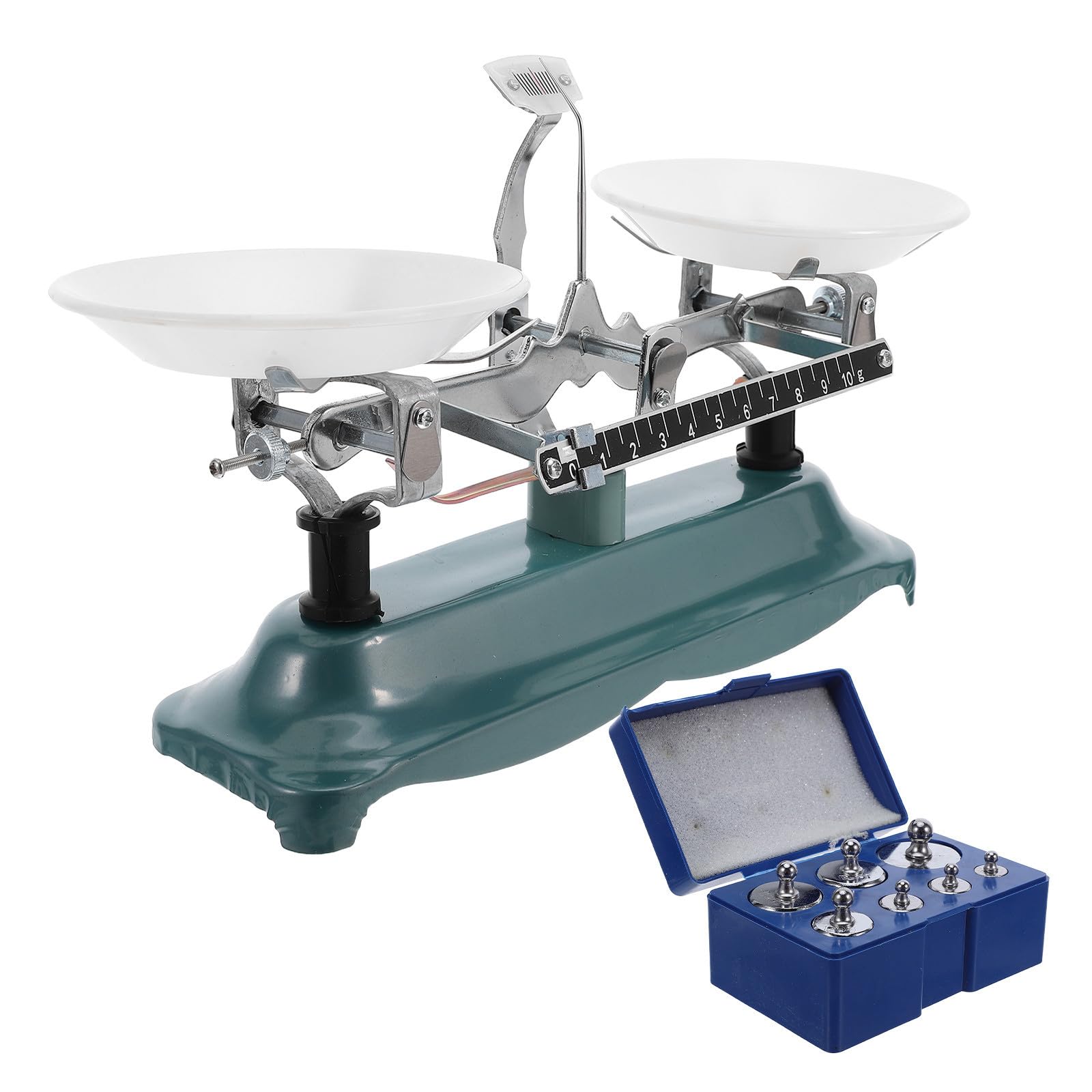 Ciieeo Balance de Laboratoire Matériel Pédagogique de Physique Outil D'enseignement Vert avec Plateau et Accessoires pour Tâches de Recherche 500g