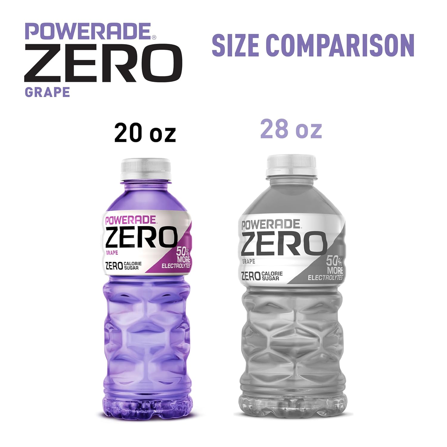 POWERADE Electrolyte Enhanced Zero Sugar Grape Sports Drink, 20 Ounce (Pack of 8)
