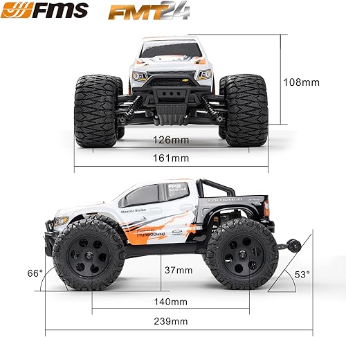 Miniatura 3 de Mq&Kun FMS FMT24 124 Chevrolet Colorado RTR cepillado RC Camión 4X4 Off-Road Hobby Grade 2 velocidades RC Crawler impermeable RC Cars con control