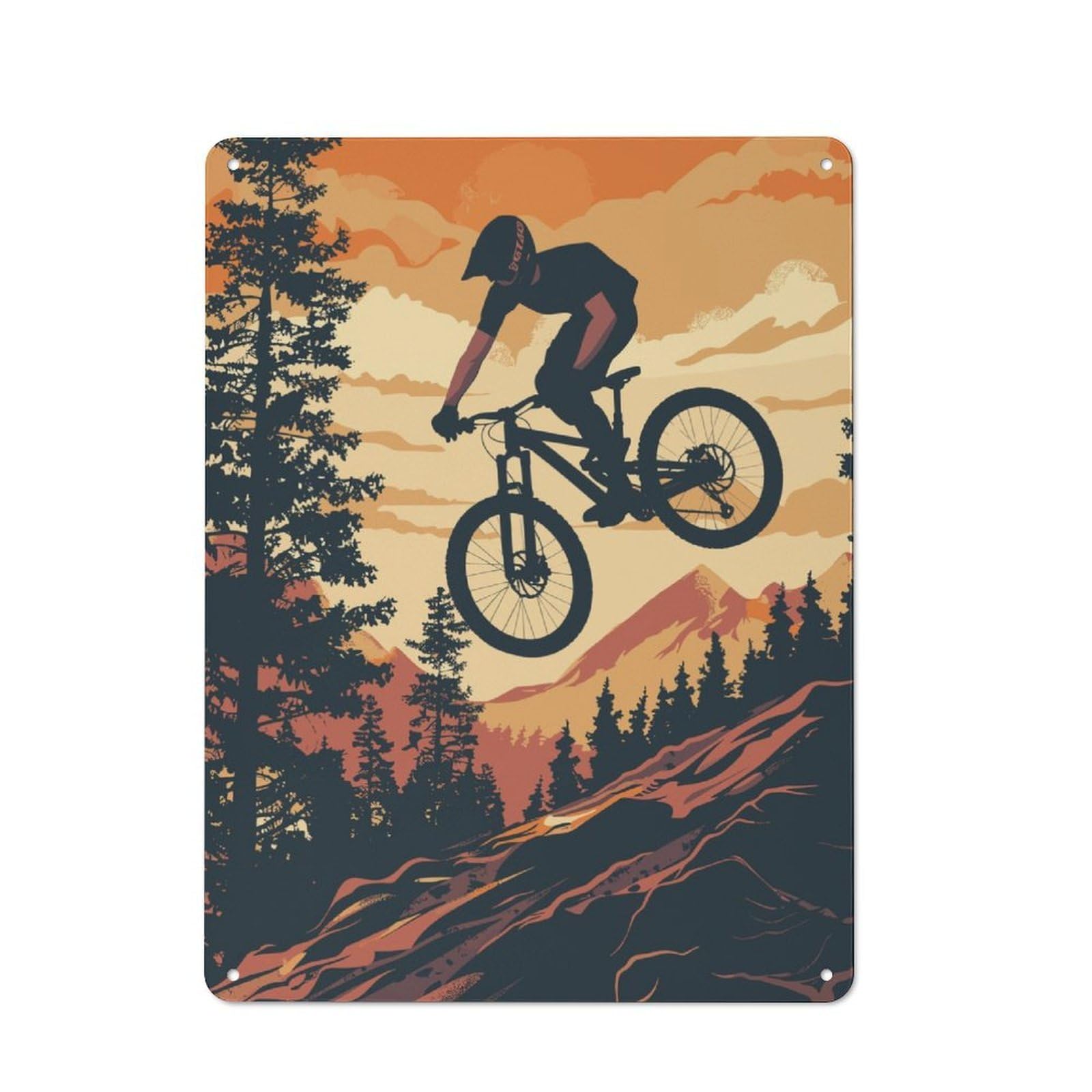 Junmoney Downhill Mountainbike Tin Wall Plaque 40X30cm With For Hobby Room Or Studio, For Metal Sign Collectors, For Kitchen And Home Bar Decor