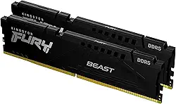 KF552C40BBK2-16 - Kit de módulos de memória de 16GB (2 x 8GB) DIMM DDR5 5200Mhz FURY Beast Black 1,25V 1Rx16 288 pinos para desktop/gamers