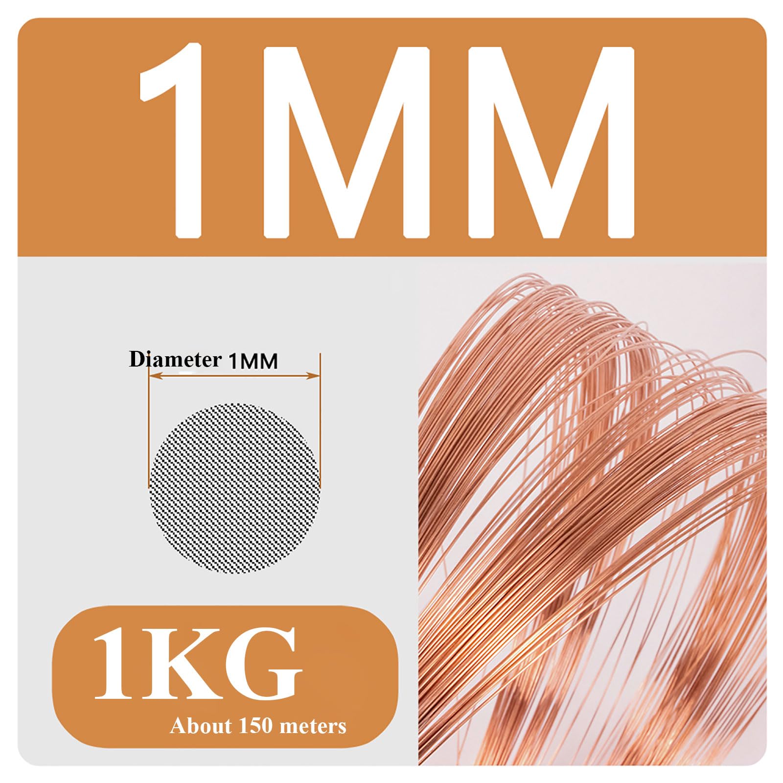 COYOUCO Copper Wire, 1/1.1/1.2/1.3/1.4Mm Diameter, 1Kg Weight, Bare Solid Copper Wire for Crafting, Jewelry, Electrical, Industry,1mm*1kg