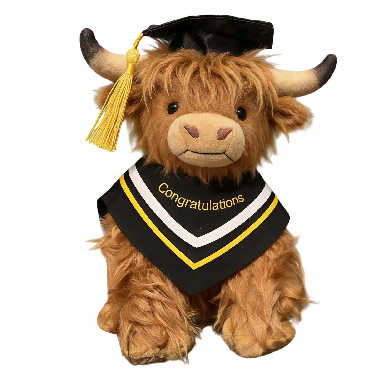 SKIPTHYBER Highland Cow Plush Toy-30cm Animal Plush Doll with Graduation Hat,Lovely Graduation Decorations Plush For College High School Preschool Photo Props,Graduation Christmas, Home Decor — image 1