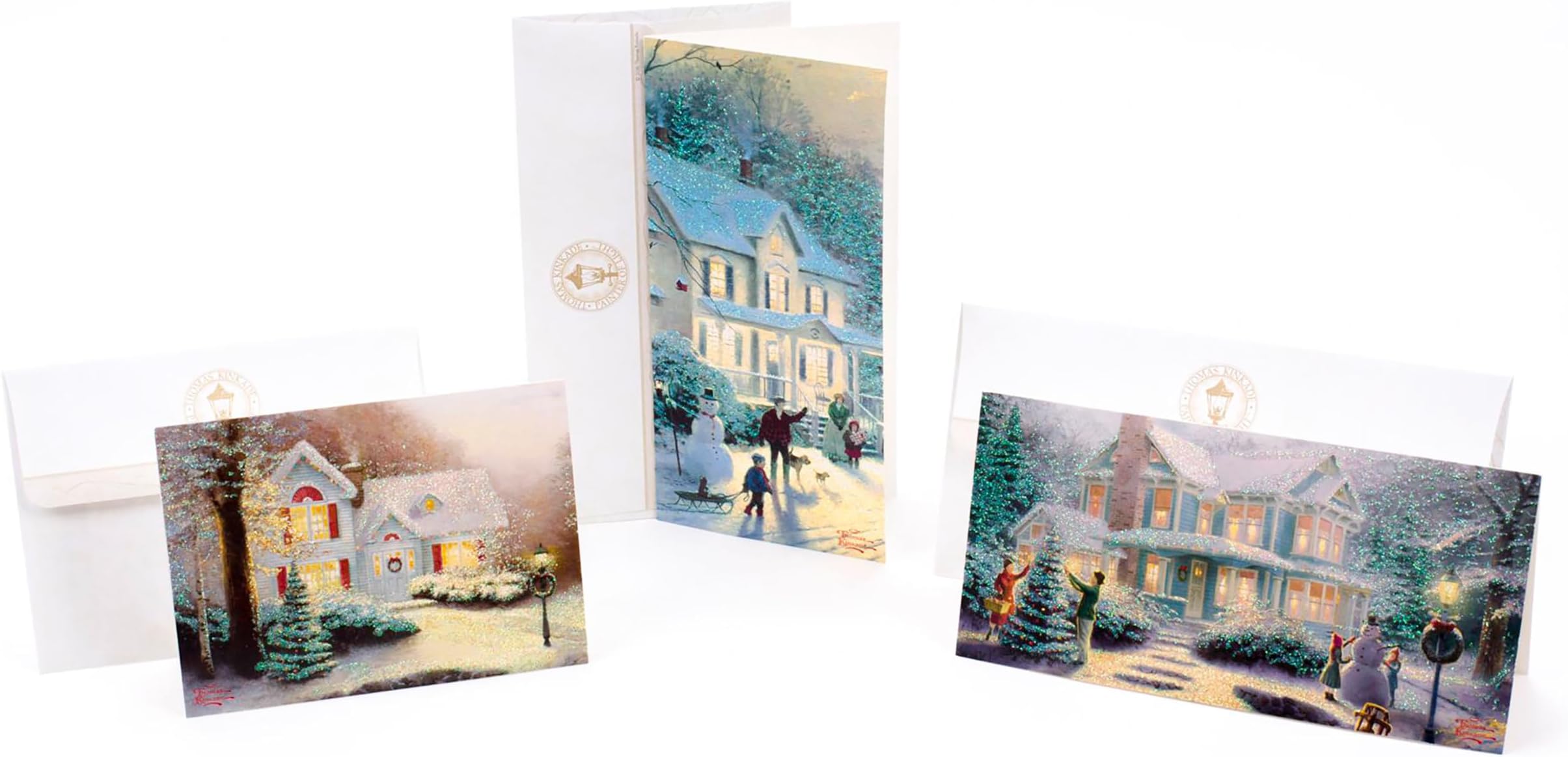 Hallmark Thomas Kinkade Boxed Christmas Cards Assortment, Snowy Houses (40 Cards with Envelopes and Foil Seals) (1XPX1761)