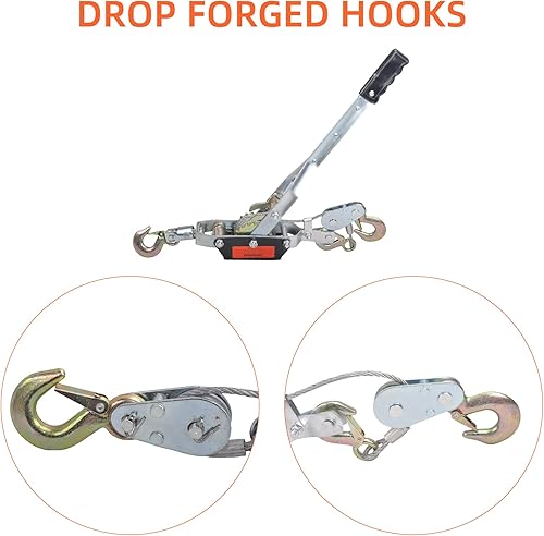 Miniatura 2 de Cabrestante manual de 5 toneladas con 3 ganchos de acero, doble engranaje, herramienta de cadena, herramienta de tracción de potencia, herramienta