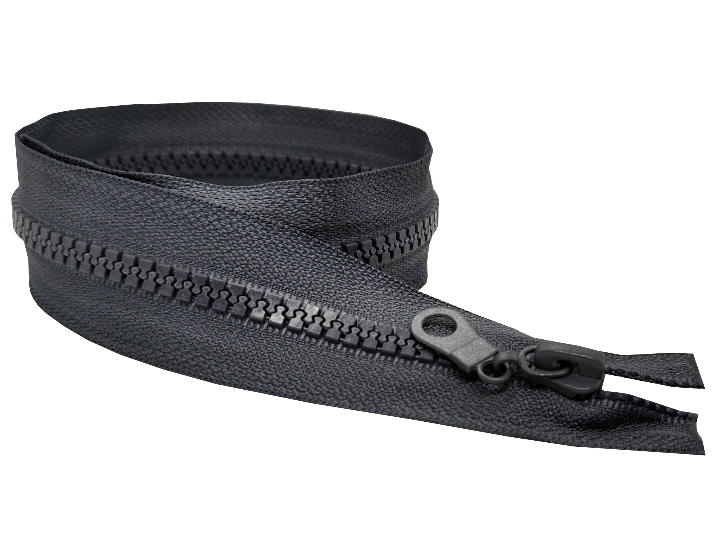 Zips & Bobs Dark Grey Rein Zip Plastic Teeth Cunky Zipper Size #5 Single Slider One-Way Puller Open End Bottom For Fleeces Coats Jackets Fastener Zip Repair Replacement (80Cm (31.5”) Long)