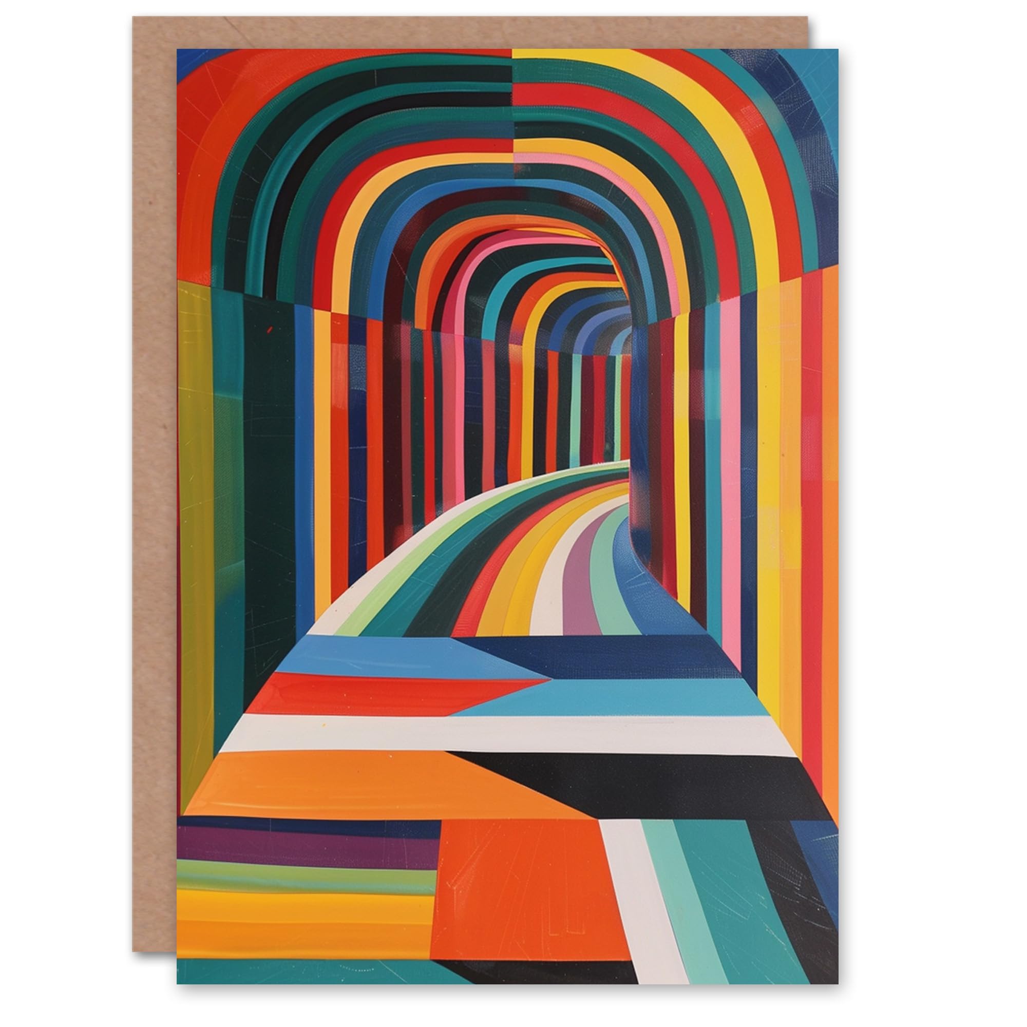 Artery8 Birthday Card Trippy Colourful Geometric Pattern Tunnel For Him Man Male Dad Brother Son Papa Grandad Greeting Card