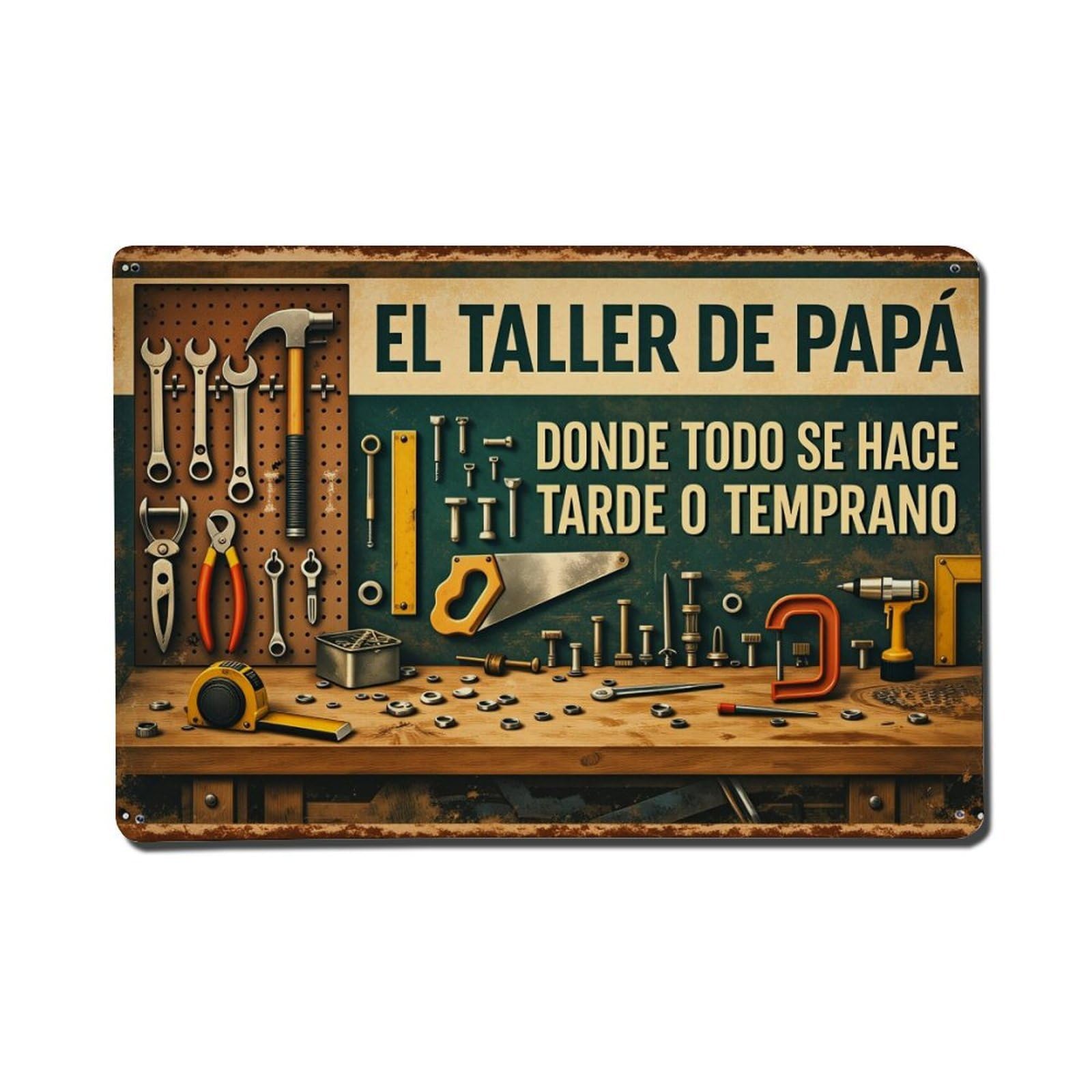 Enderetf Vintage Dad's Workshop Tin Sign Metal Poster, Home Bar Garage Man Cave Cafe Indoor & Outdoor Wall Decoration 8X12inches