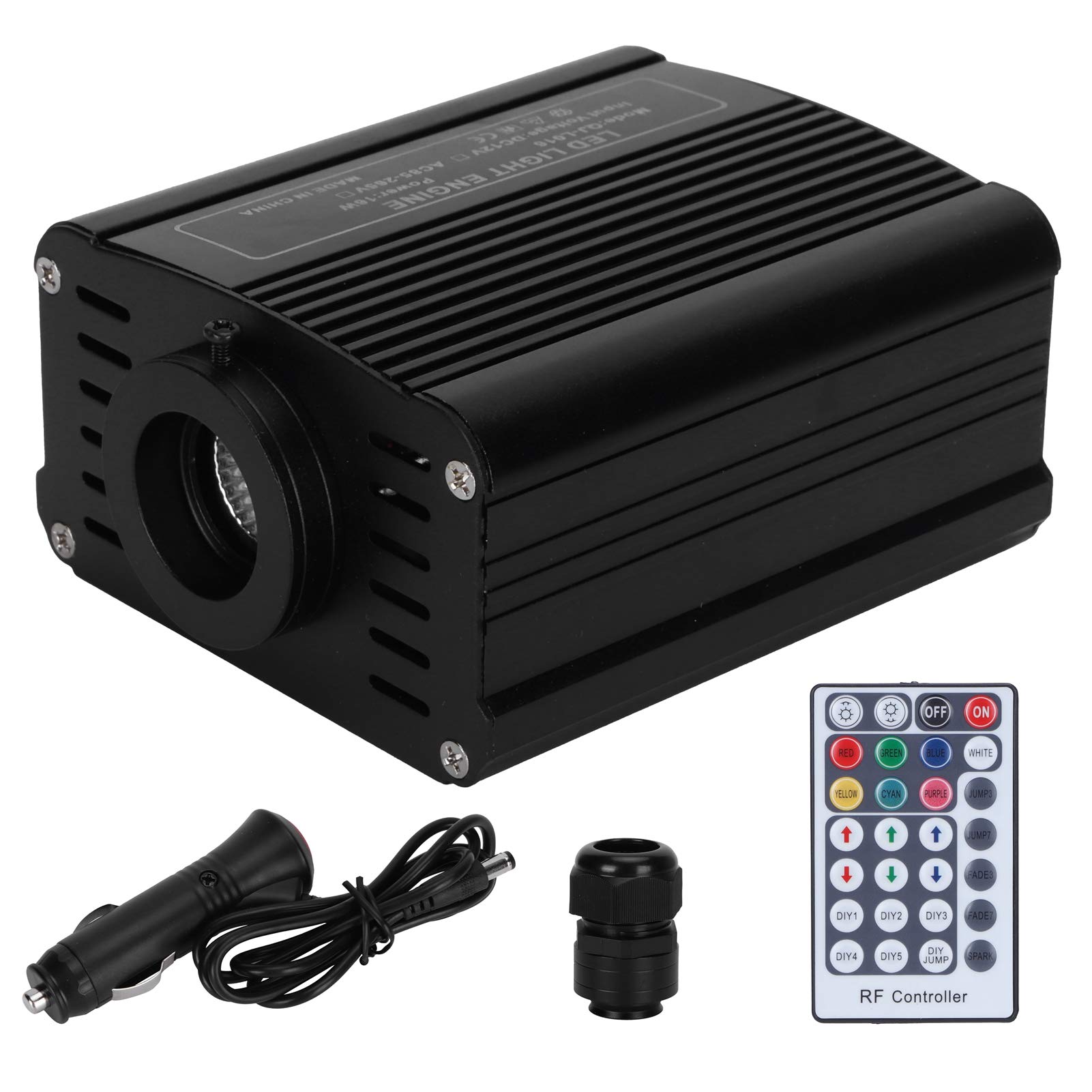 Hyuduo Optical Fiber Light Engine, Aluminum Rgbw Light Driver, 16W Rgbw Ceiling Light Source, With Remote Controller Car Line 12V For Decorating,Fiber Optic Lights
