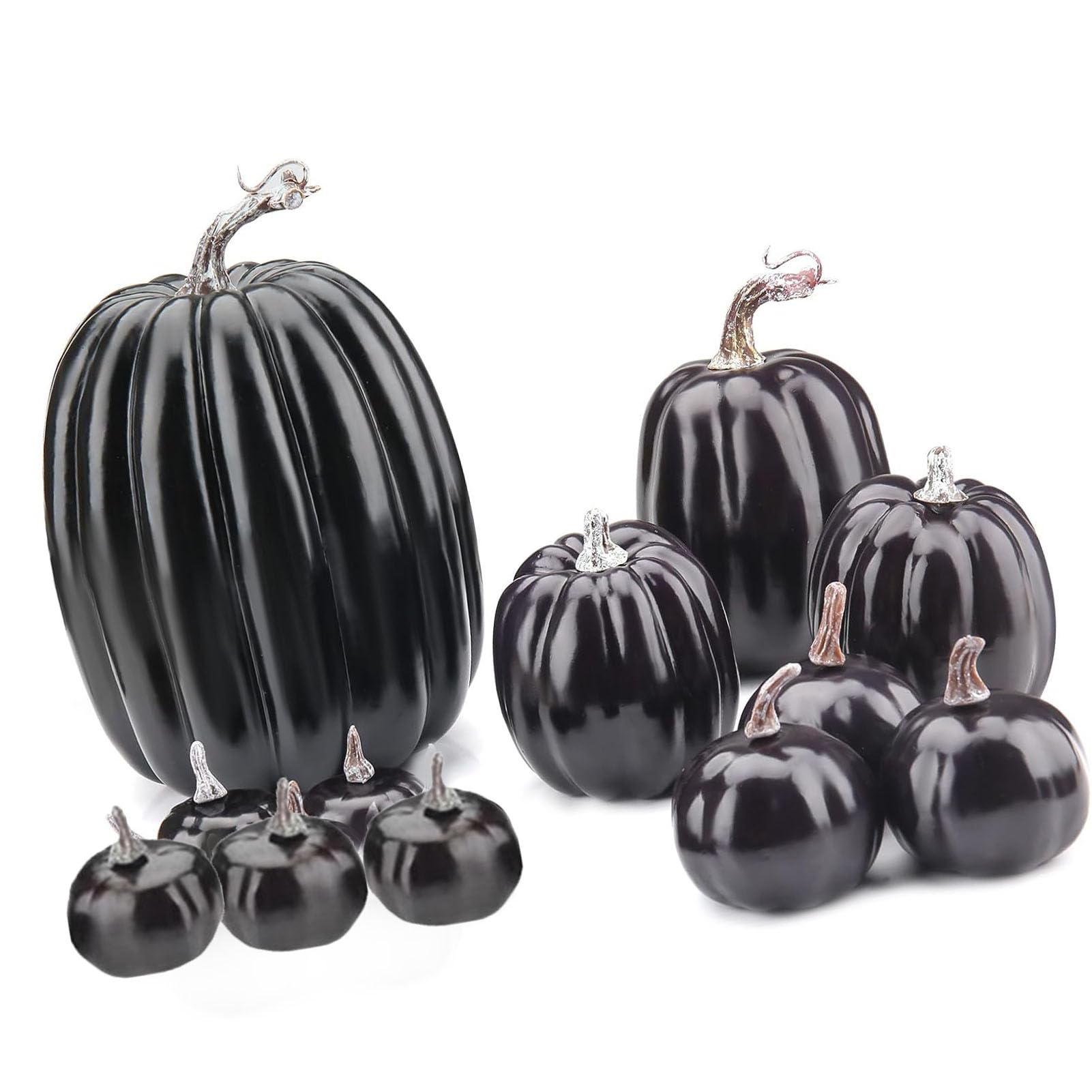 14 calabazas artificiales ligeras de espuma negra