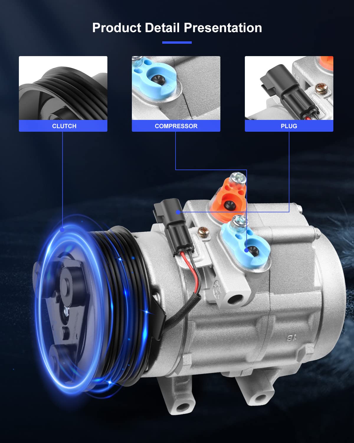 HXYBBGS BC341D629AD BC3Z19703A CO 11358C Compresor De CA Con Embrague Se Adapta A Ford F250 F350 F450 F550 F650 F750 2011 2012 2013 2014 2015 2016 6 .7L