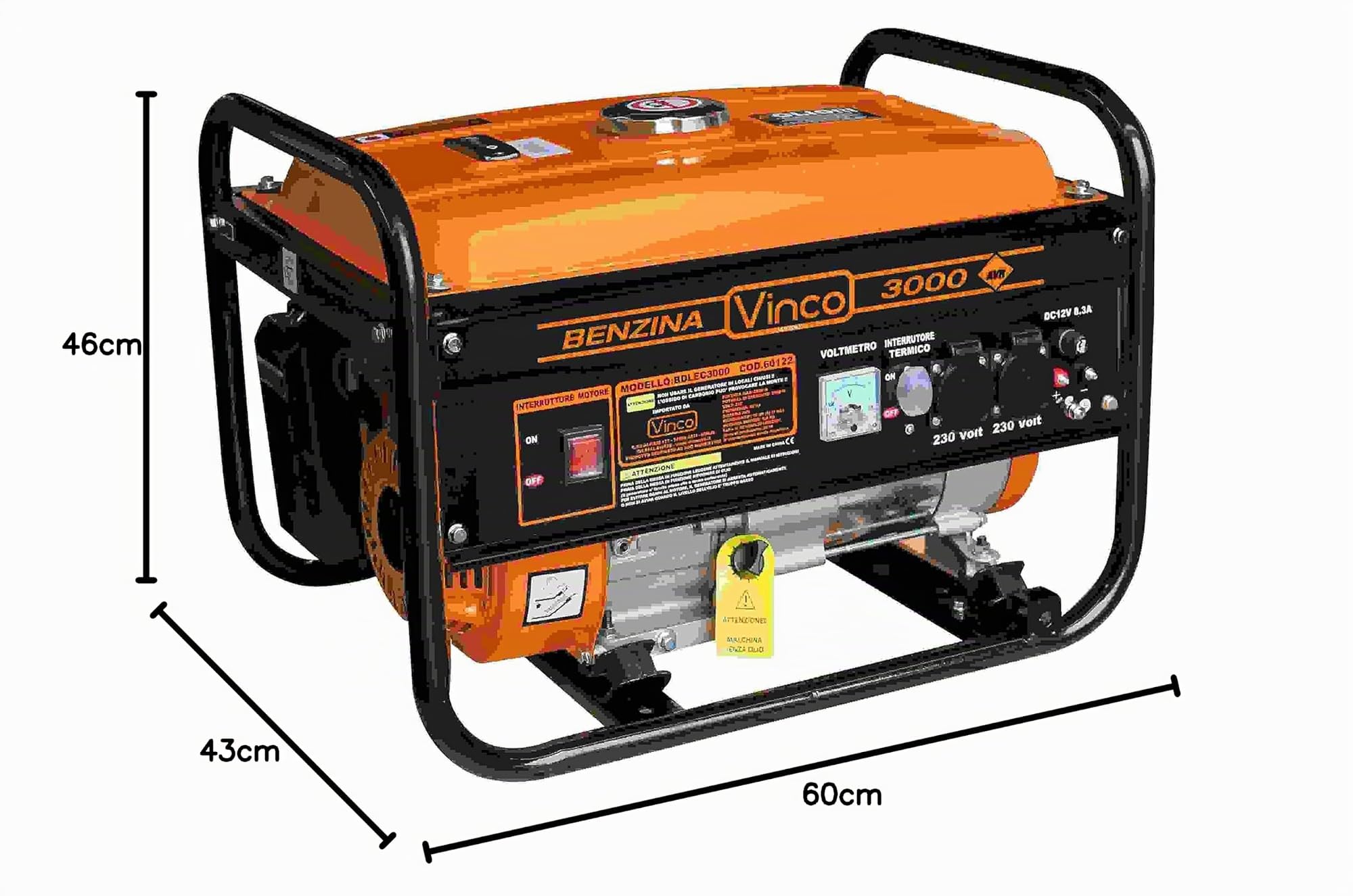 Vinco 60122 Generatore di Corrente Vinco, 2.8 Kw, Nero