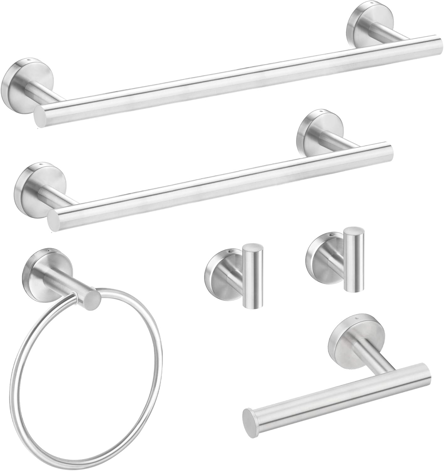 Bathroom Hardware Set, 6 Piece Stainless Steel Bathroom Towel Rack Set Wall Mount Towel Bar Set Include 18" 24" Hand Towel Bar, Toilet Paper Holder,Towel Ring, 2 Hooks: Kitchen & Dining