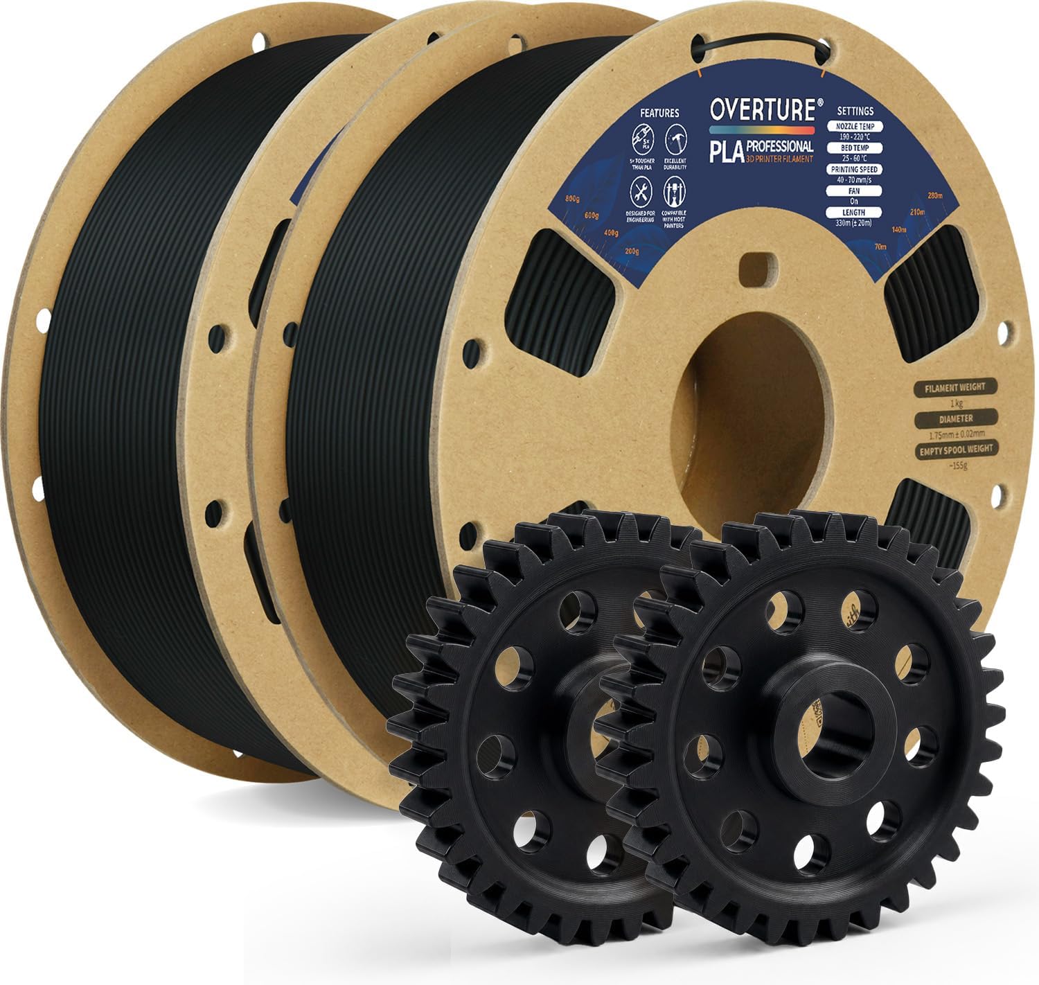 OVERTURE 2KG Bundle PLA Plus (PLA+) 3D Printer Filament 1.75mm