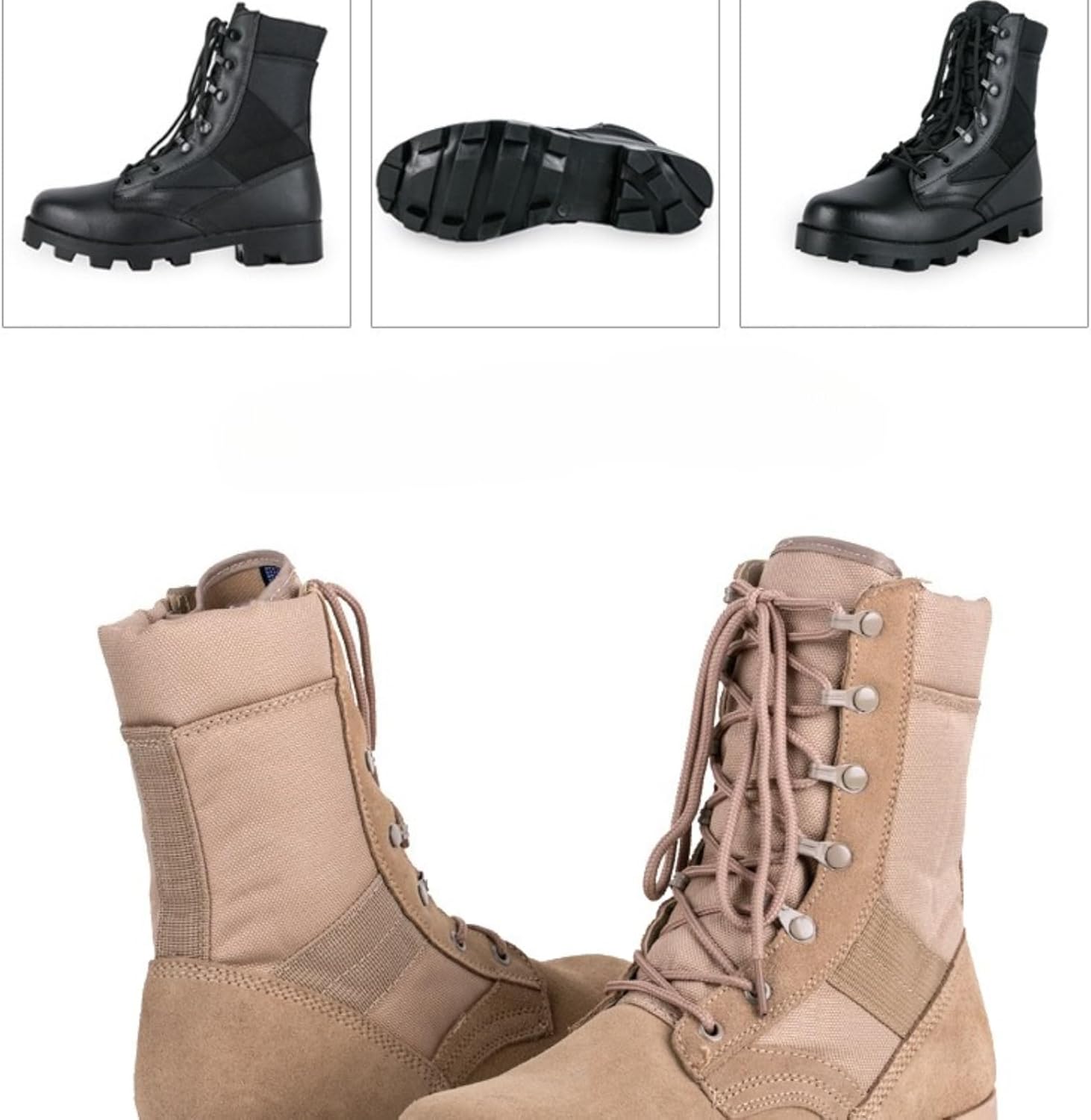 Men's High Top Lace Up Work Military Tactical Boots Non-Slip Rubber Outsole Wear Resistance Lightweight Combat Boots For Outdoor Trekking Commando Army Desert Jungle Backpacking