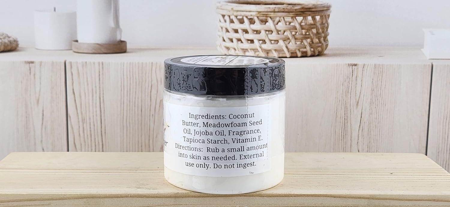 TSA Handmade Whipped Coconut Vanilla Body Butter Cream, Luxury Body Lotion for Dry Skin, Daily Moisturizing Vitamin E, Meadowfoam Seed Oil, and Jojoba Oil, Mothers, Fathers, Women, Men, Teens, 4.5 oz