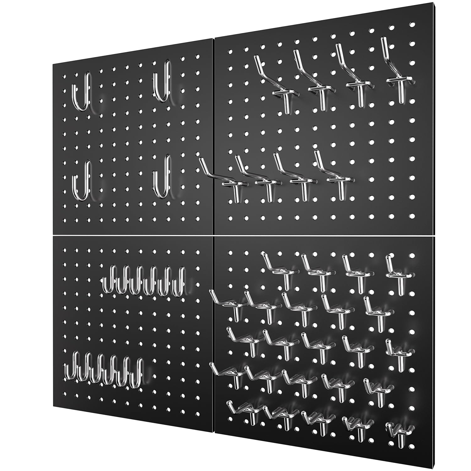 Photo 1 of Peg Board - Metal Pegboard with 48 Hooks, Heavy Duty Wall Mount Metal Grid Panel for Garage Organization & Tool Storage, Rustproof, Easy to Install, Compatible with Standard Organizer Accessories