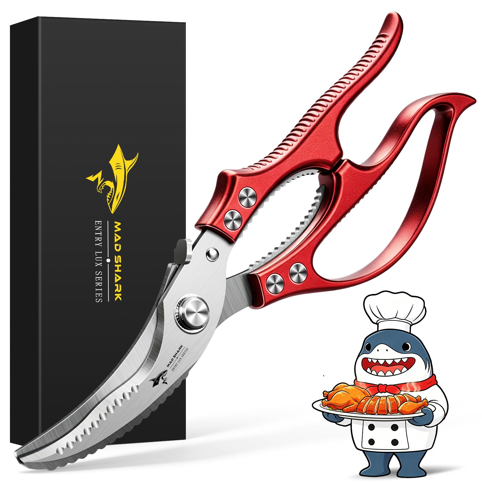 Heavy Duty Poultry Shears,Spring Loaded Butterfly Meat Scissors