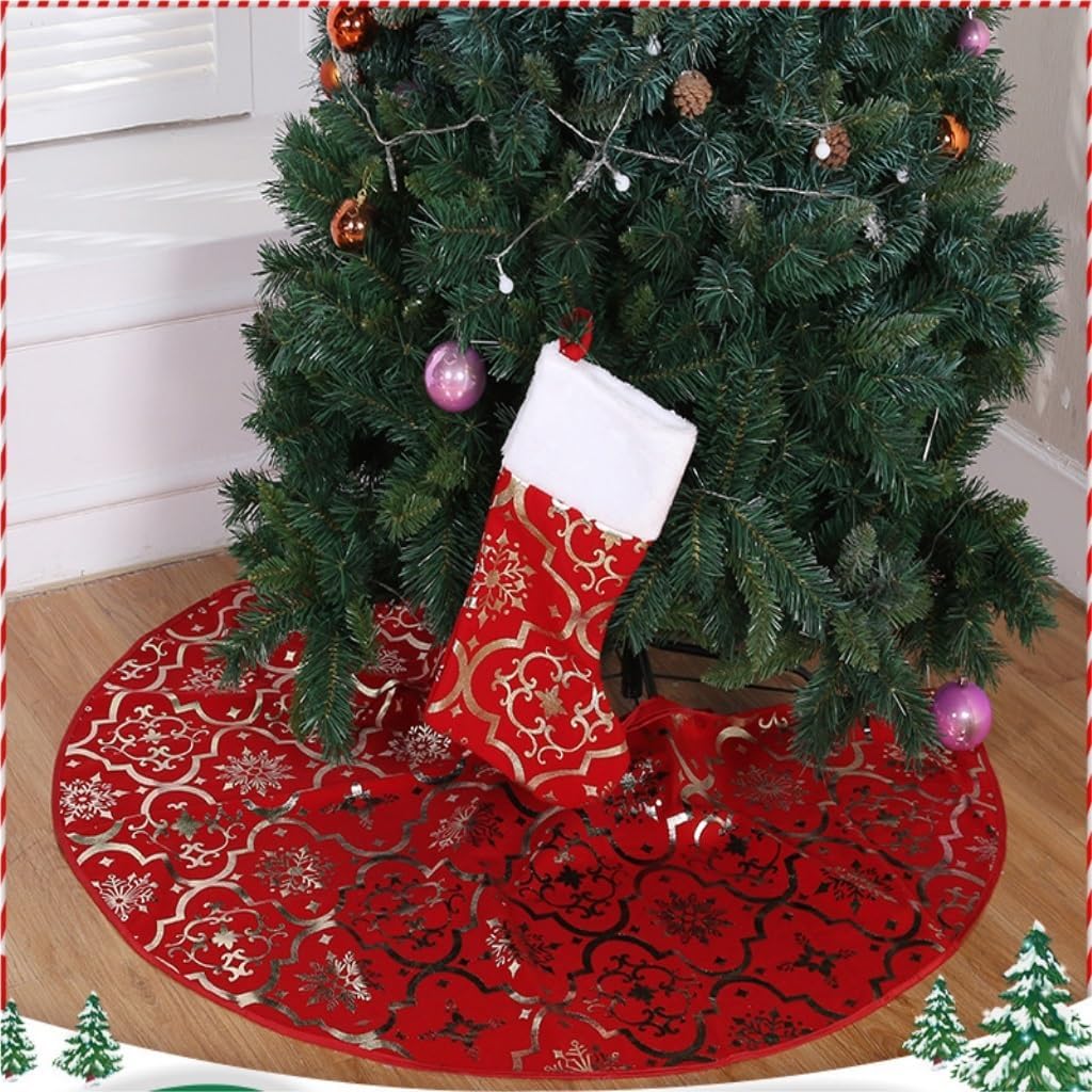 Tree Skirt Christmas Christmas Tree Skirt Outdoor Decoration Shop Window Bag Christmas Tree Decoration Party Decoration Christmas Tree Skirts(Red)