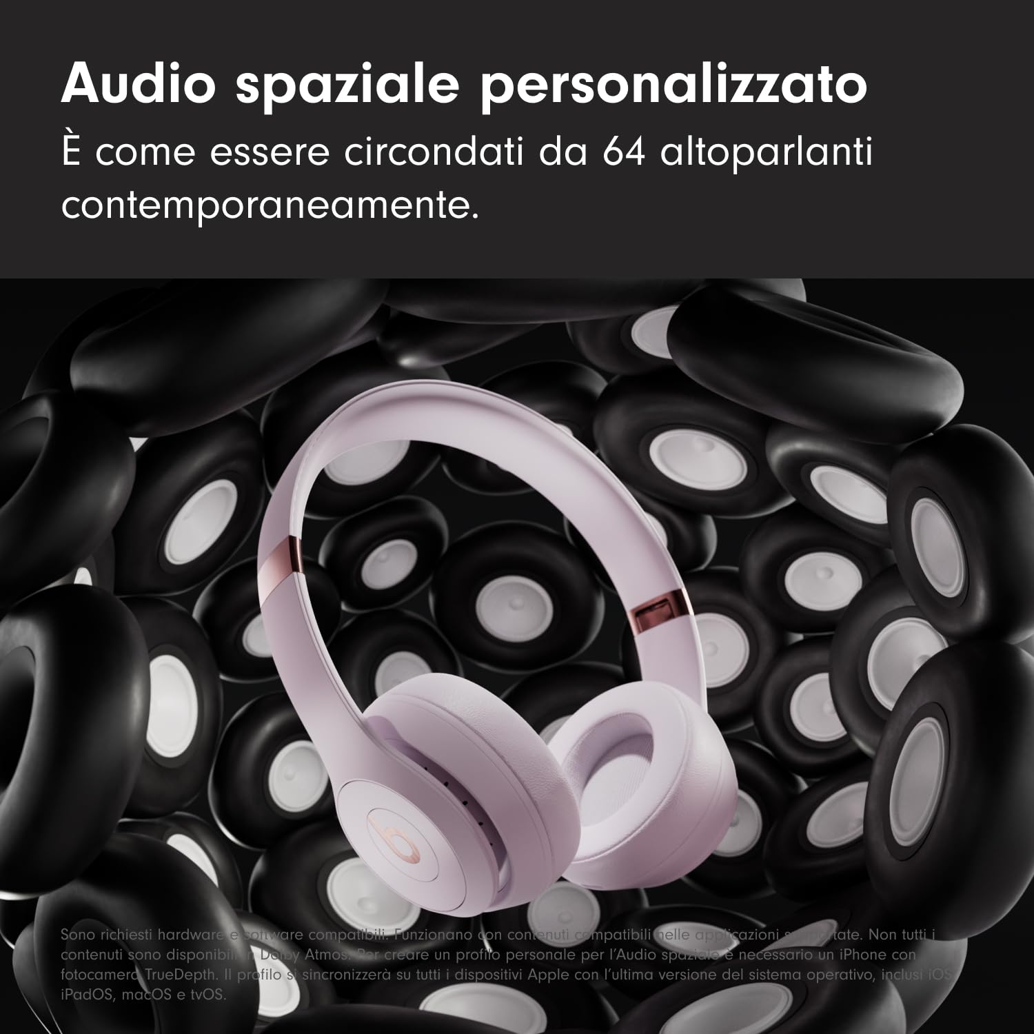 Beats Solo 4 - Cuffie wireless bluetooth on-ear, compatibili con Apple e Android, fino a 50 ore di autonomia - Rosa nuvola - Vista 2