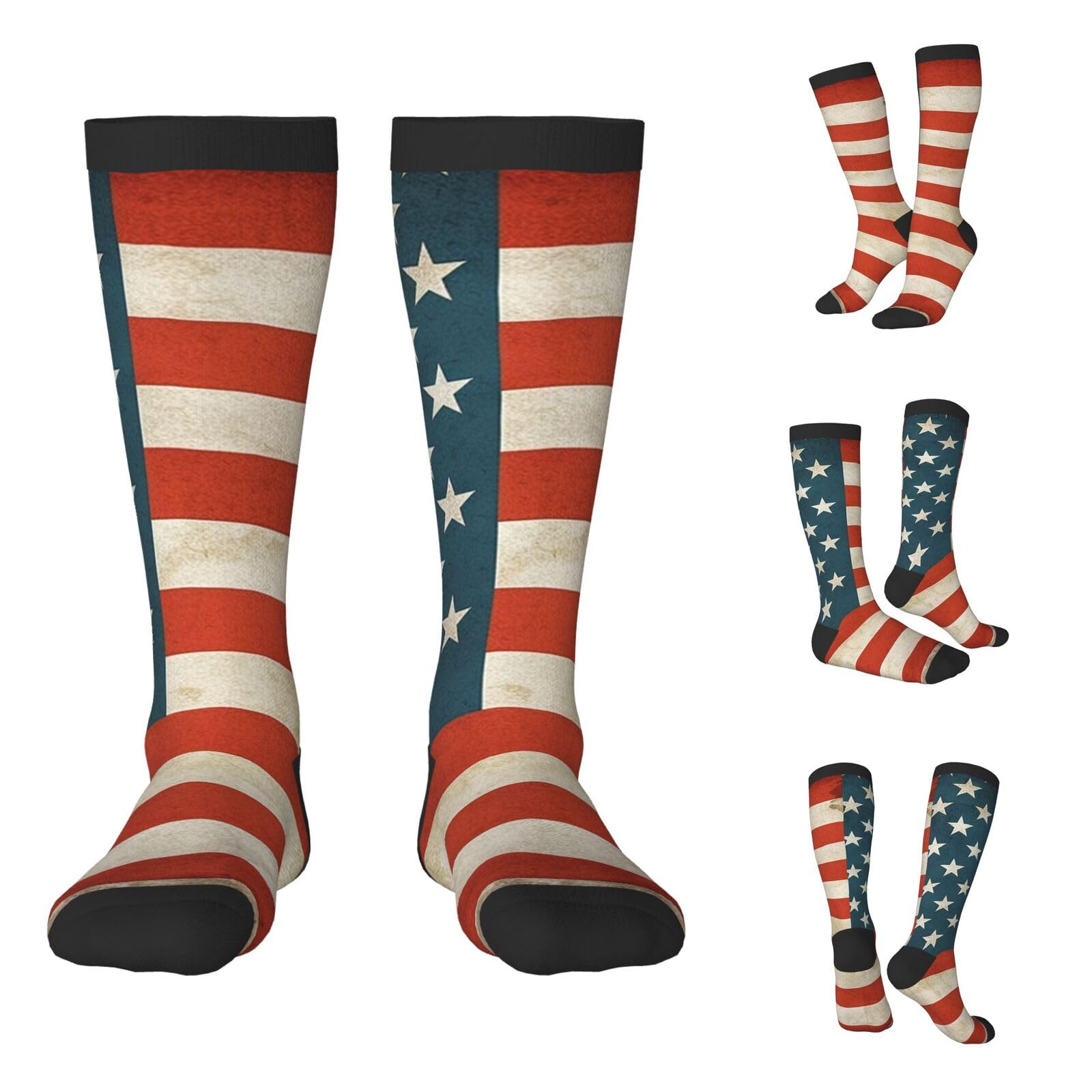 Anceky Unisex As Pic 3 Black Vintage American Usa Flag Socks Gifts Athletic Socks For Men Running Socks Knee High Socks For Women Stockings Socks