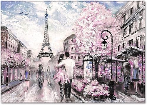 Miniatura 8 de Alfombra antideslizante de la Torre Eiffel París para sala de estar, estilo frech en acuarela, ciudad de amor, pareja y dormitorio, con hojas rosas,