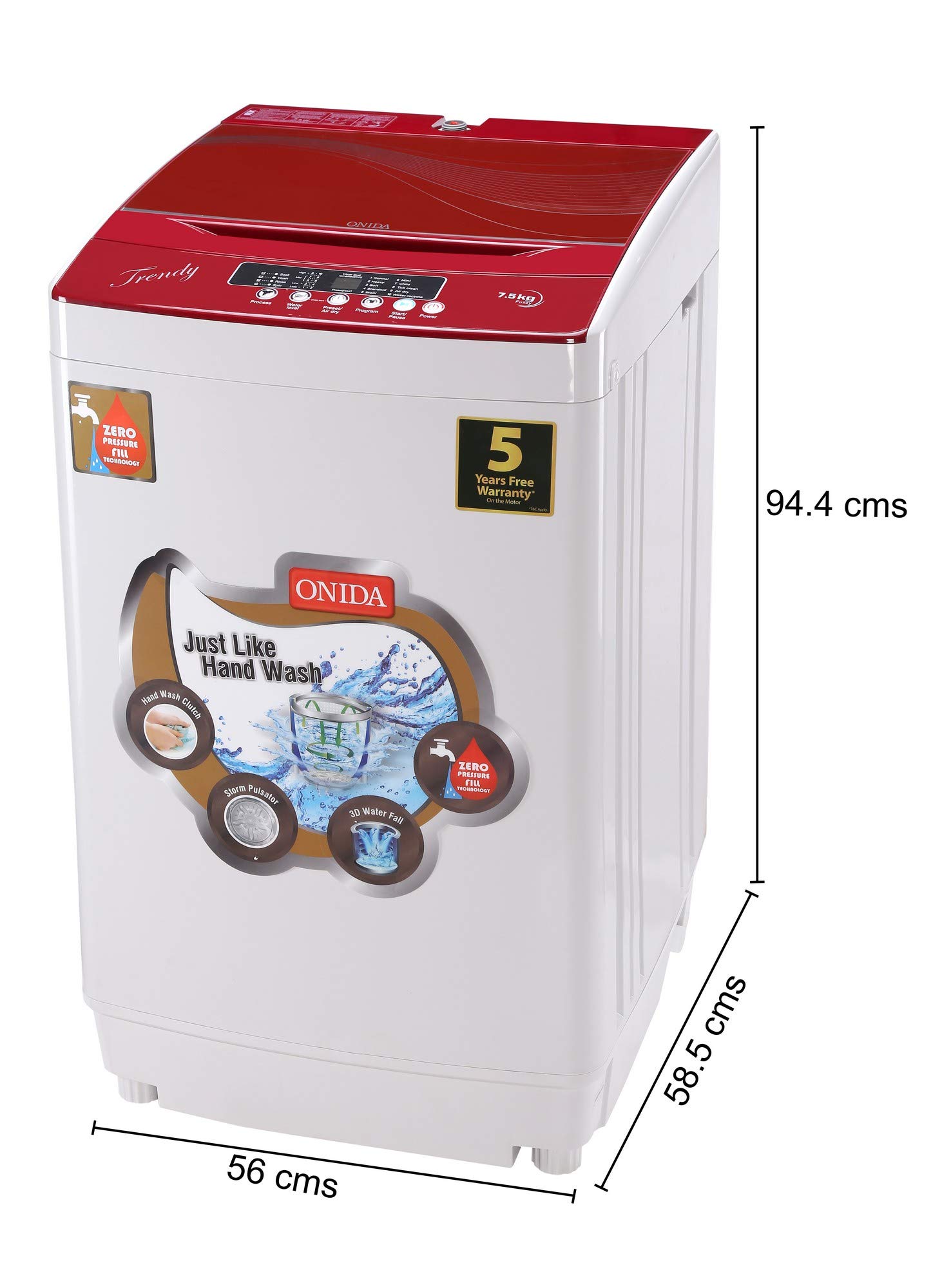 Onida 7.5 kg Fully-Automatic Top Loading Washing Machine (T75TR 